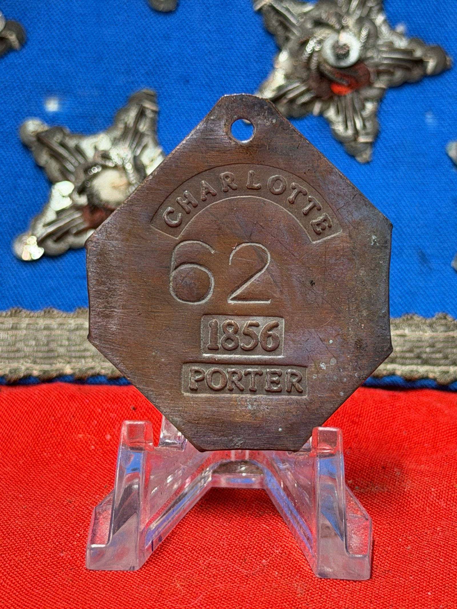 1856 Charleston South Carolina Slave Tag No. 62 Porter Occupation Badge (1 of 3)