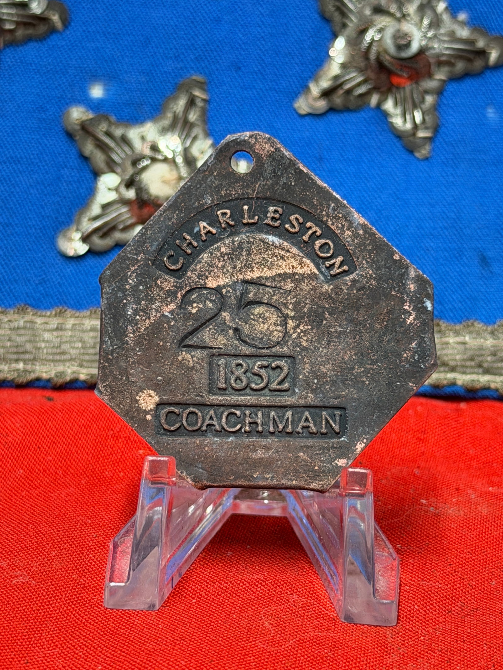 1852 Charleston South Carolina Slave Tag No. 25 Coachman Occupation Badge (1 of 3)