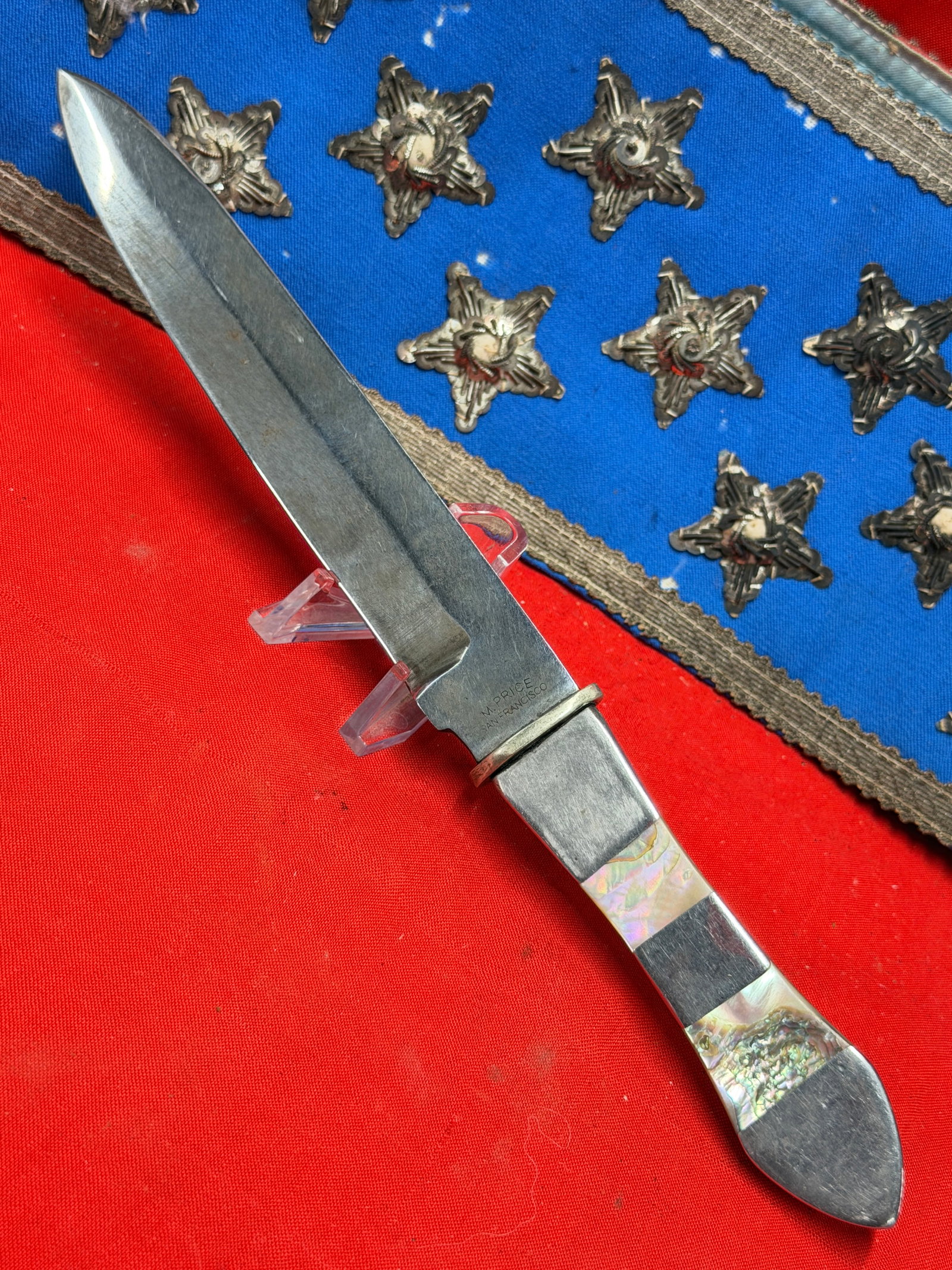 Vintage M. Price San Francisco Fixed Blade Knife Mother of Pearl Handle Vintage Hunting Knife (1 of 9)