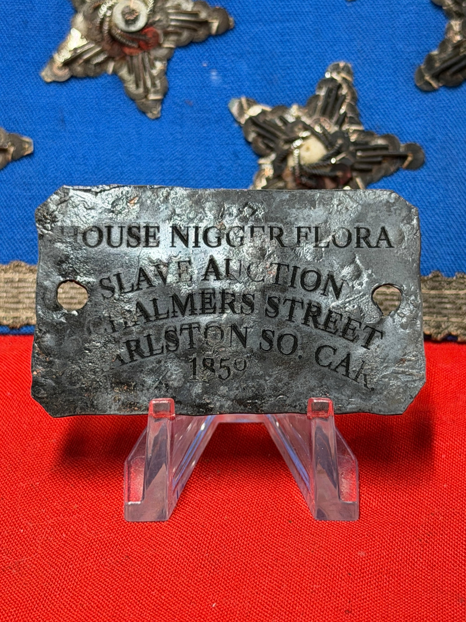 1859 Charleston South Carolina Slave Auction Advertising Plaque Tag (1 of 5)