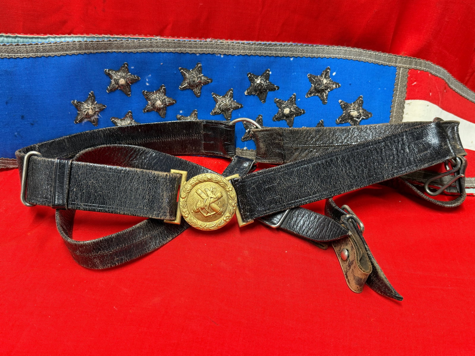 Civil War Era Confederate States Navy (CSN) Officer’s Sword Belt & Baldric with Anchor Buckle (1 of 7)