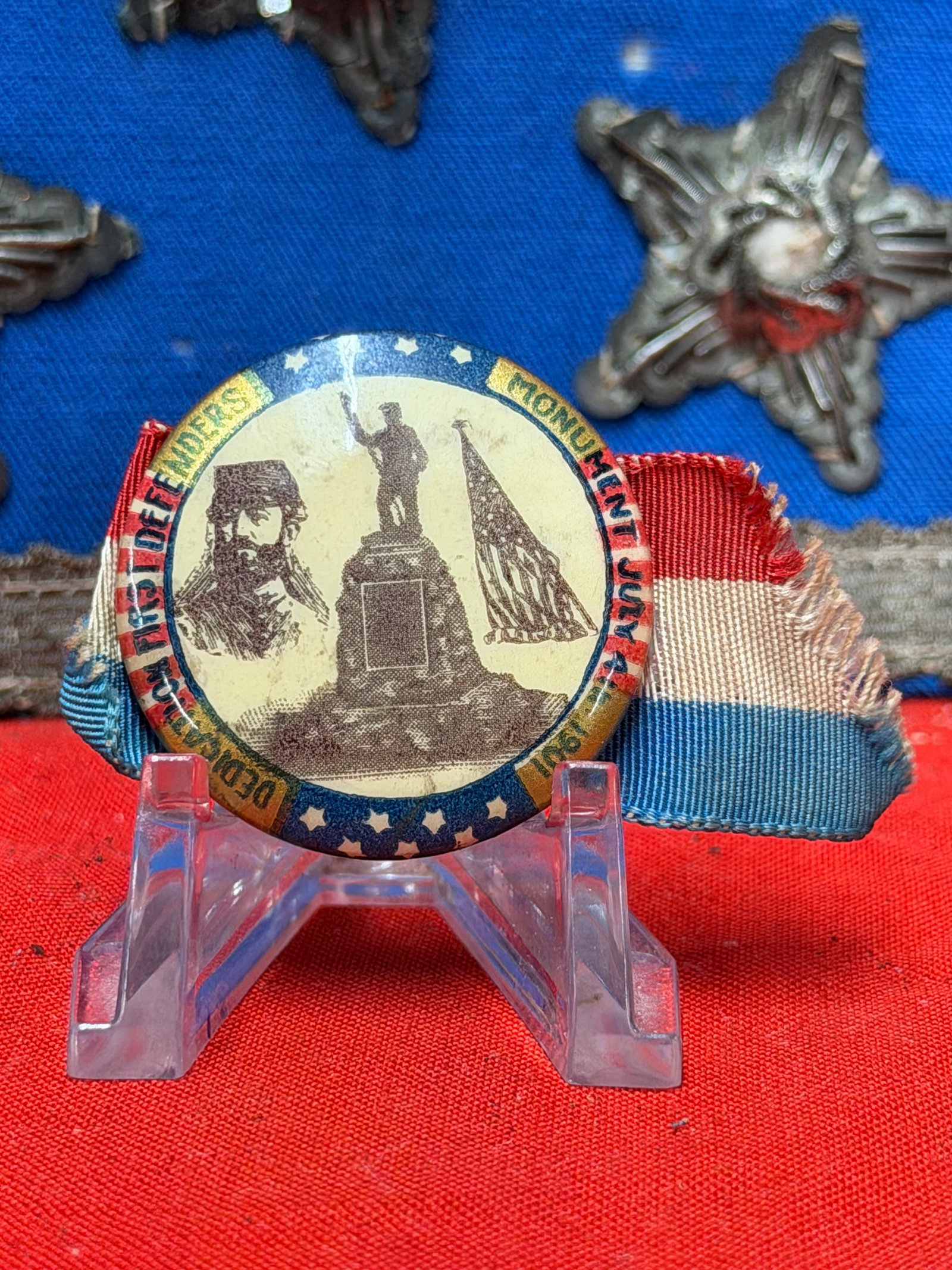 Civil War Monument Jul 4 1901 Dedication Badge Ribbon Pin Gettysburg Veteran Memorial Souvenir (1 of 4)