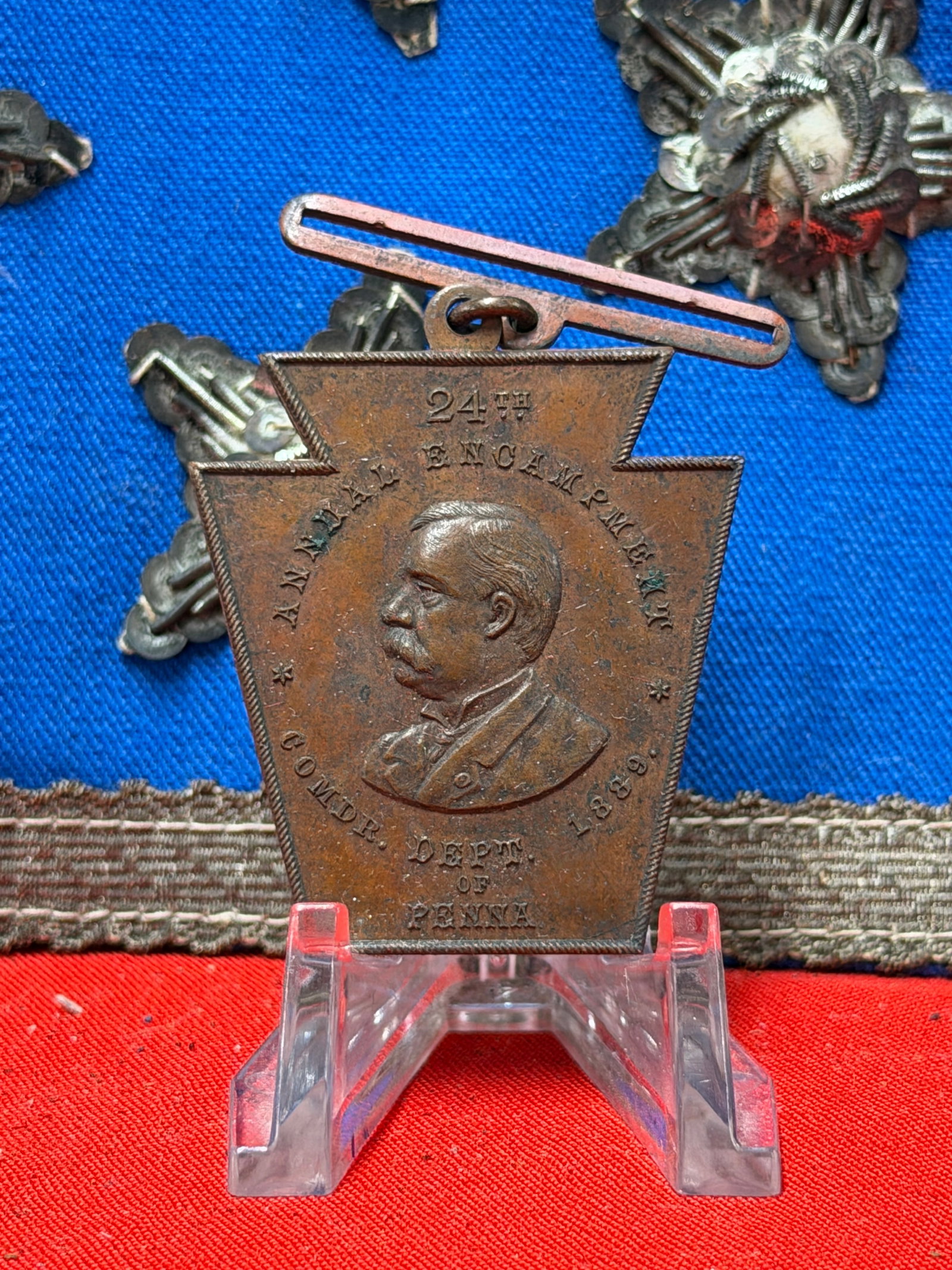 1893–1898 Pennsylvania G.A.R. 24th Annual Encampment Commander Badge – Lincoln Post No. 17 Civil (1 of 4)