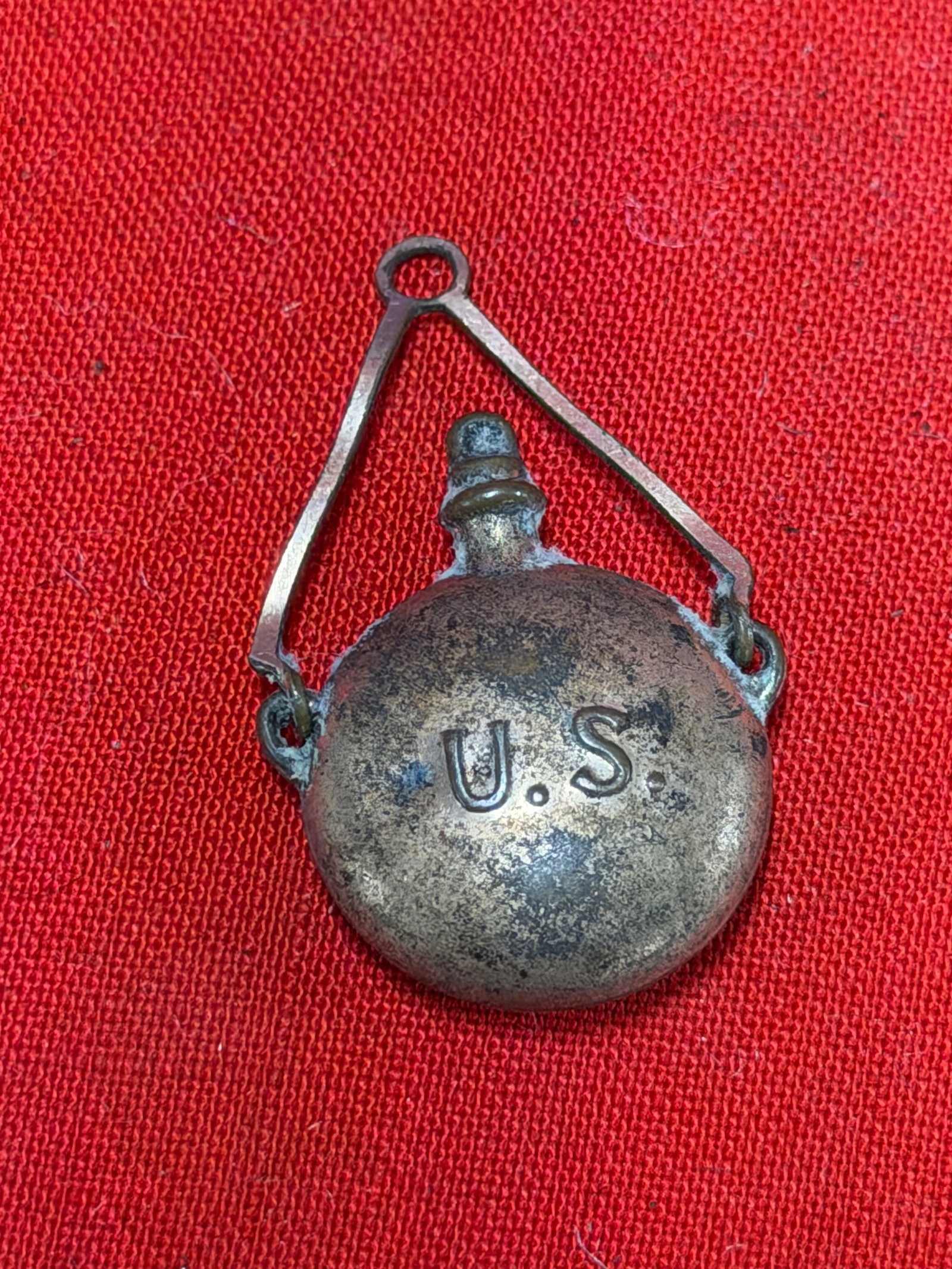 Antique U.S. Civil War Era Miniature Canteen Watch Fob / Veteran Reunion Souvenir Charm (1 of 3)