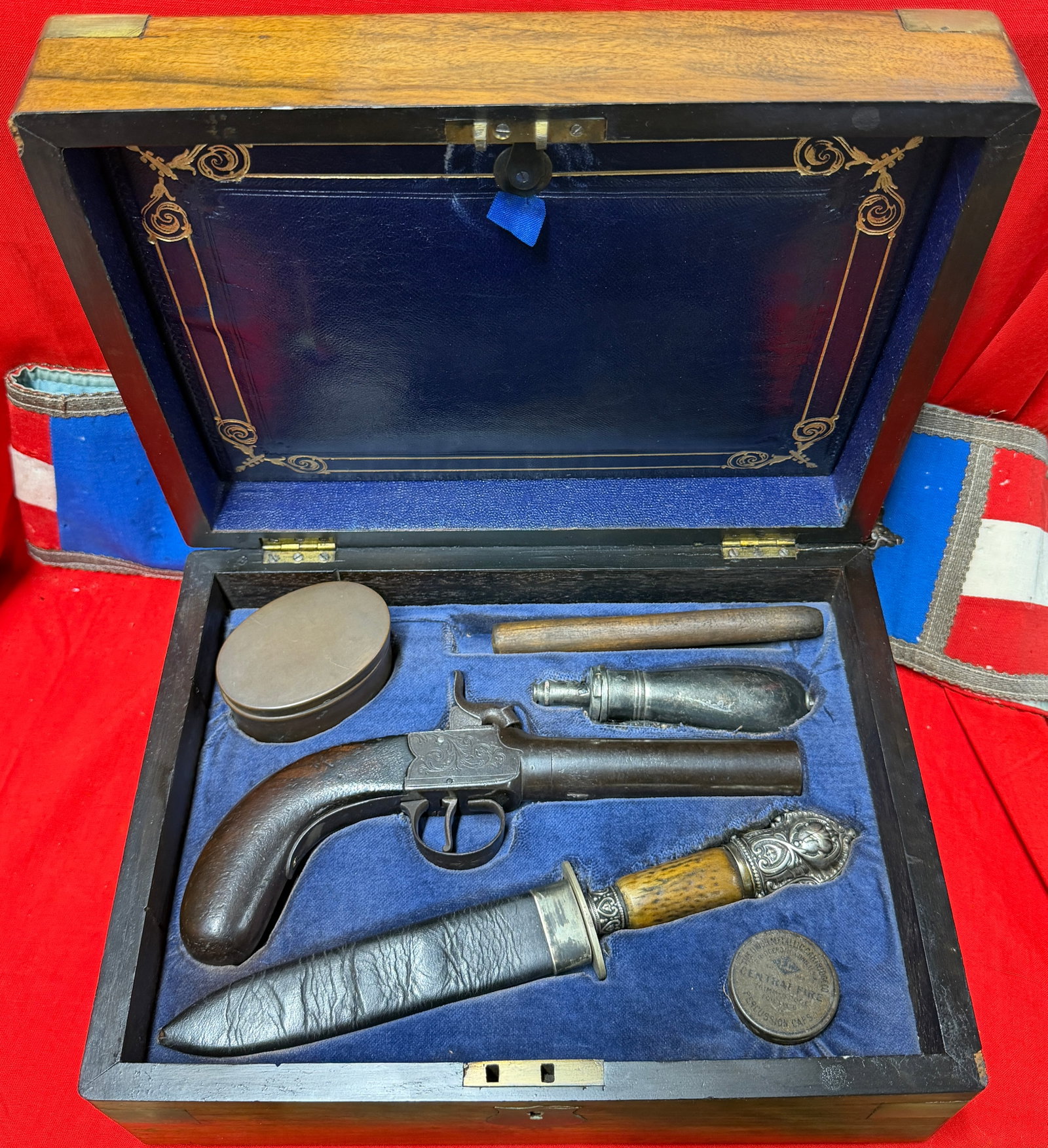Civil War Era Cased Percussion Pistol & Rogers Sheffield Knife Traveling Set (1 of 16)