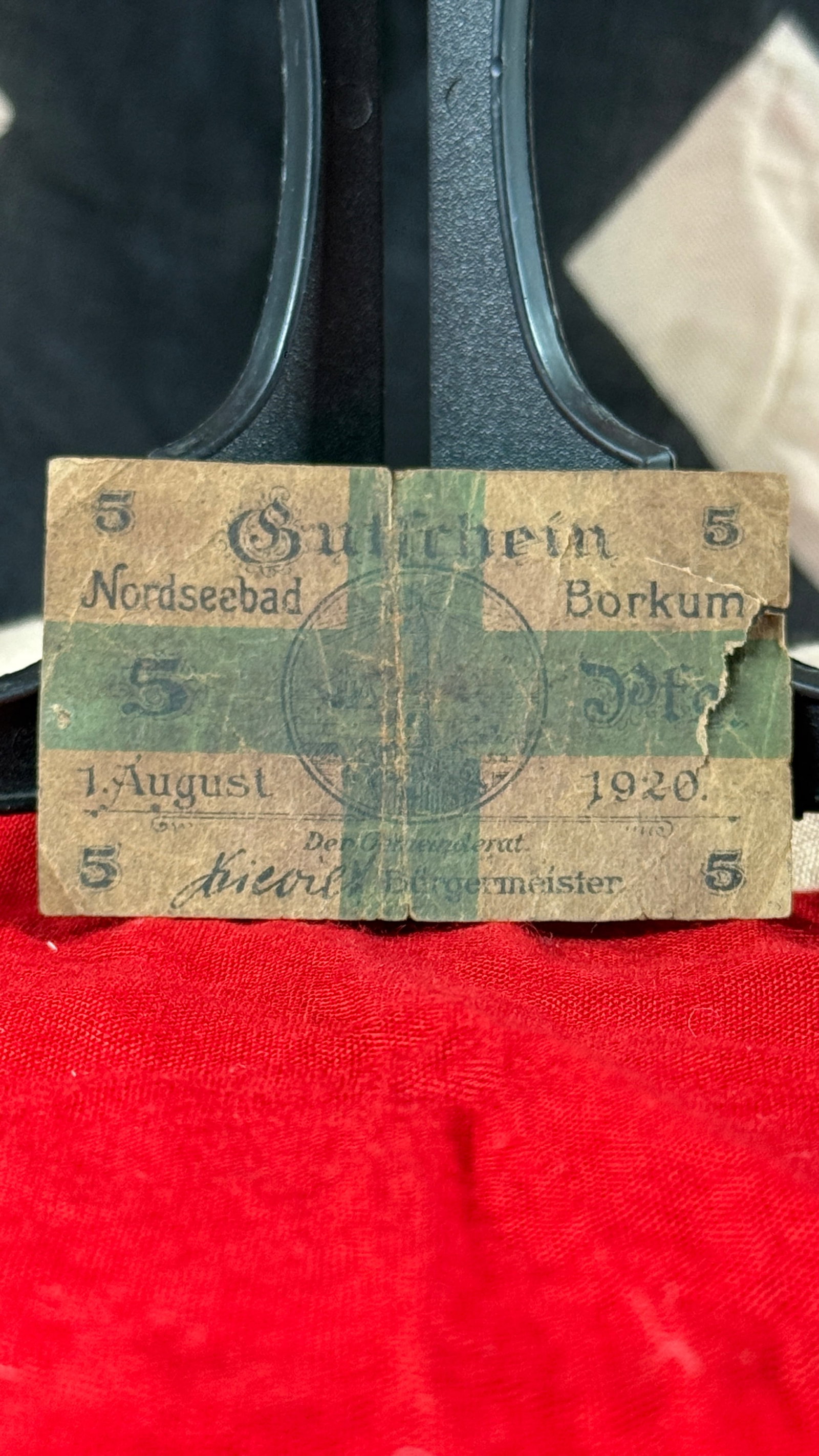 1920 German Borkum Notgeld 5 Mark Emergency Banknote (1 of 5)