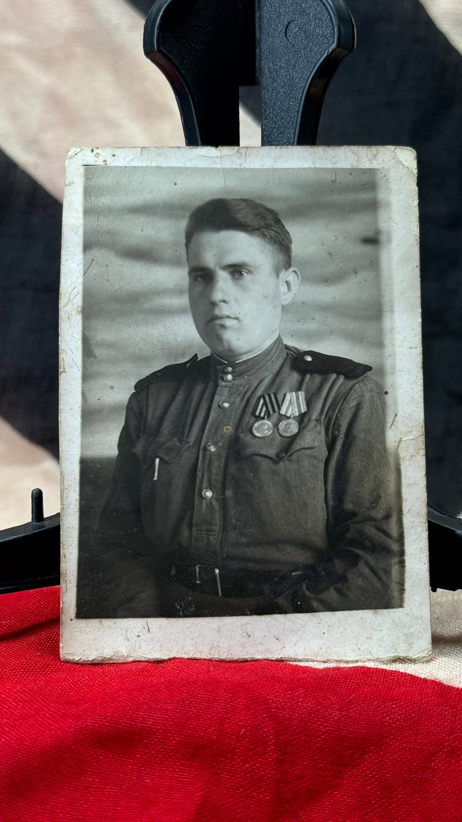 WWII Soviet Red Army Soldier Portrait Photograph (1 of 3)