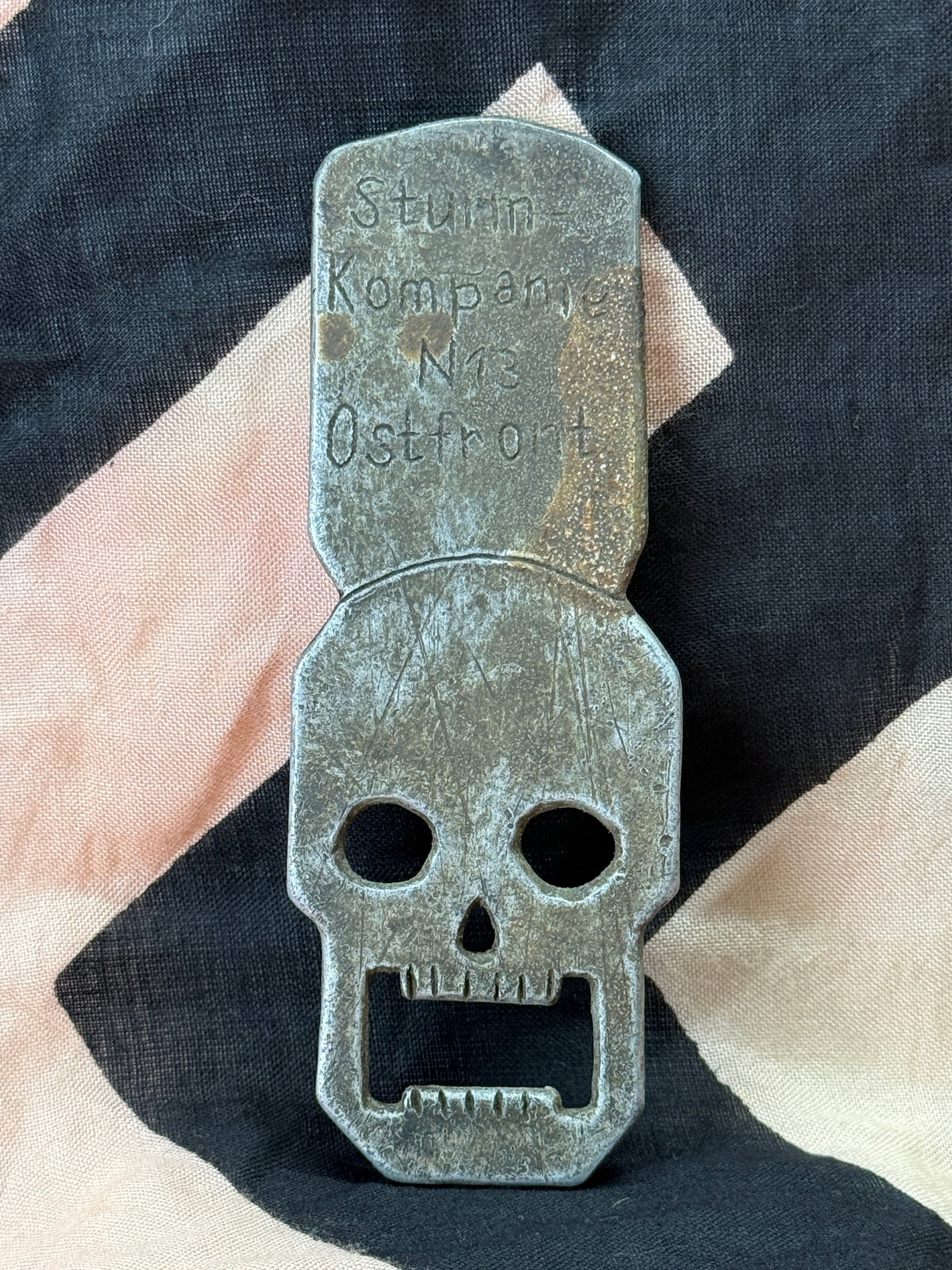 WWII German Ostfront Sturm-Kompanie No. 13 Skull Bottle Opener (1 of 4)