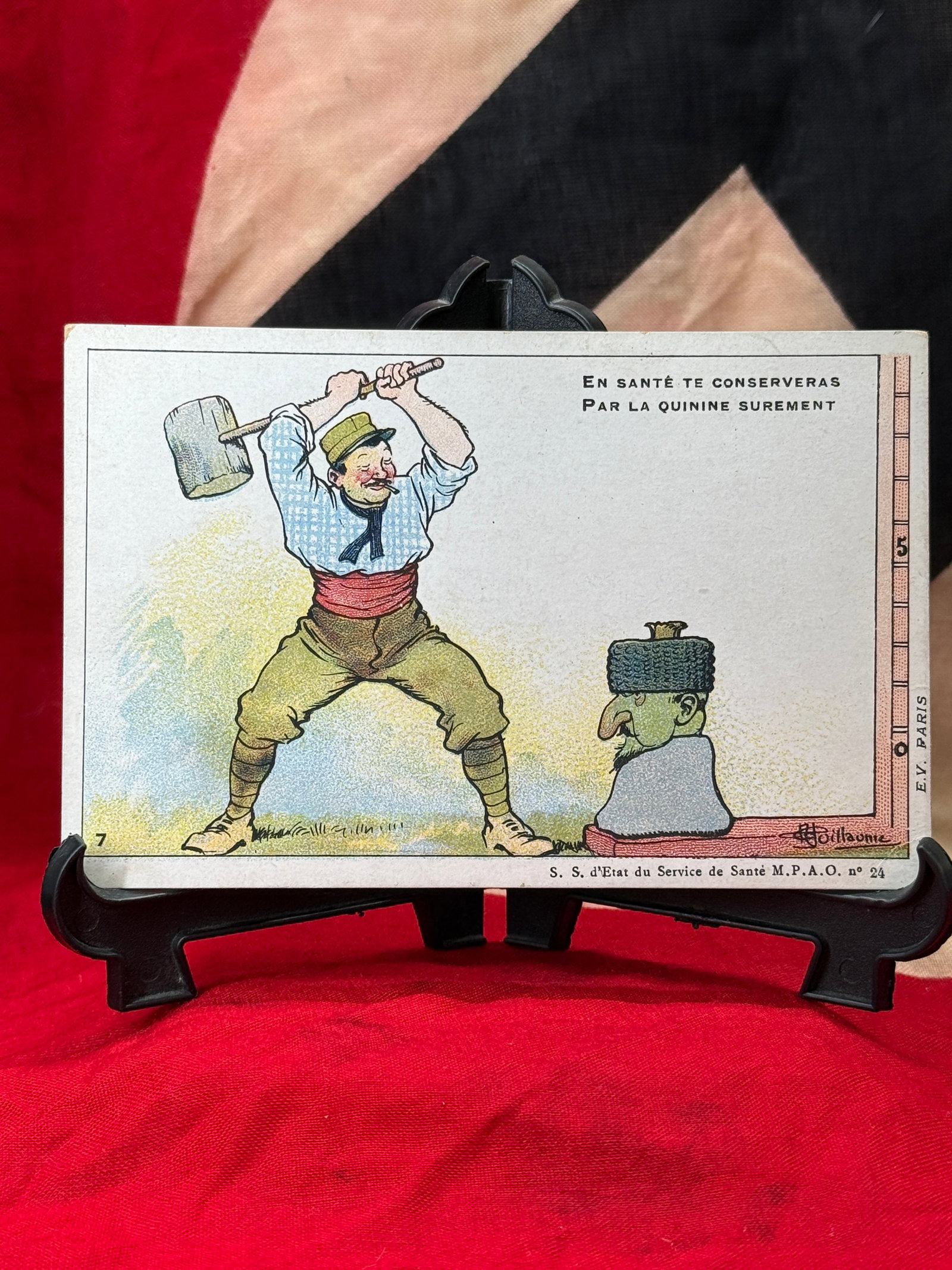 WWI French Anti-Malaria Military Propaganda Postcard (1 of 3)