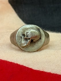 WWII German Waffen-SS Totenkopf Skull Ring D.R.G.M. Marked