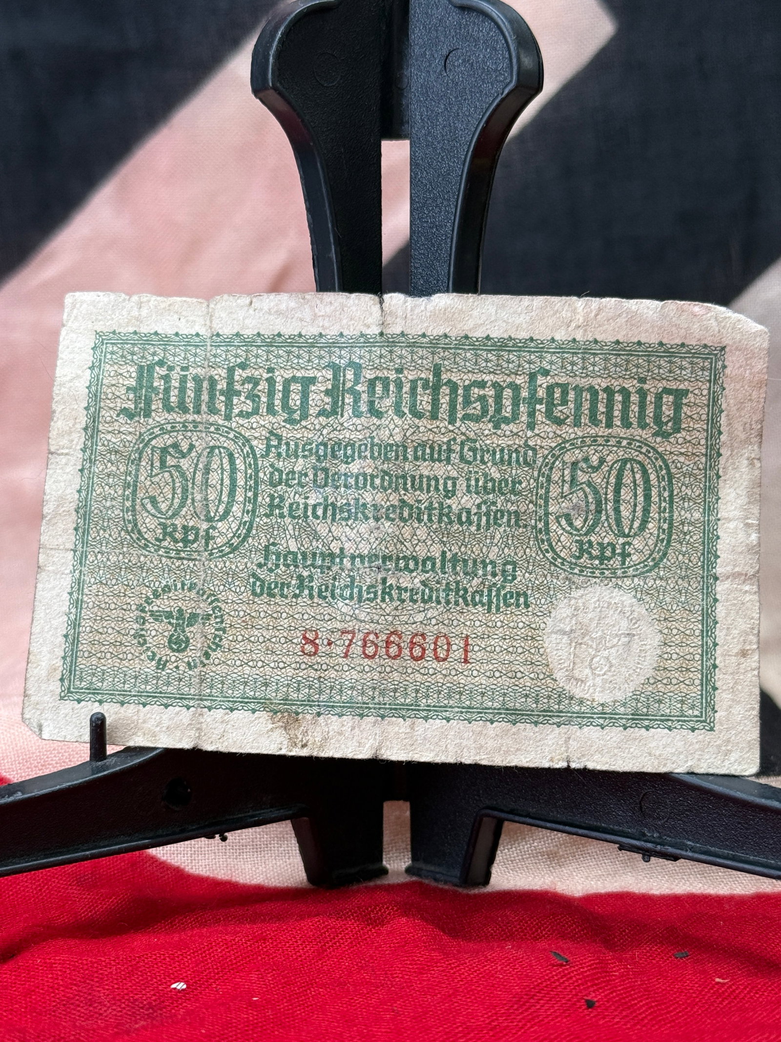 WWII Nazi Germany 50 Reichspfennig Occupation Banknote (1 of 3)