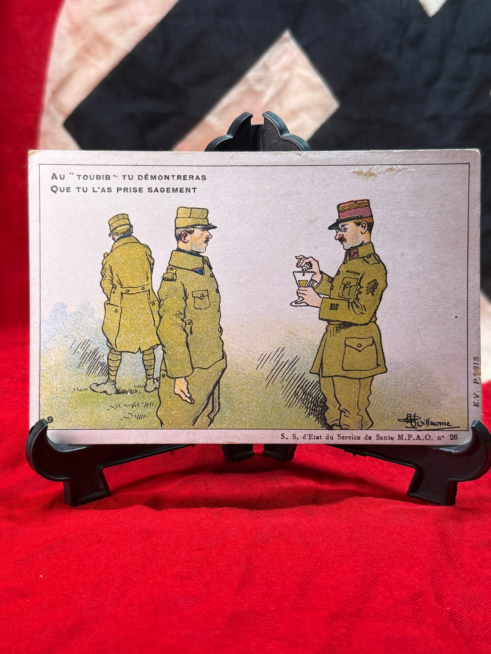 WWI French Military Anti-Malaria Propaganda Postcard by Albert Guillaume (1 of 3)