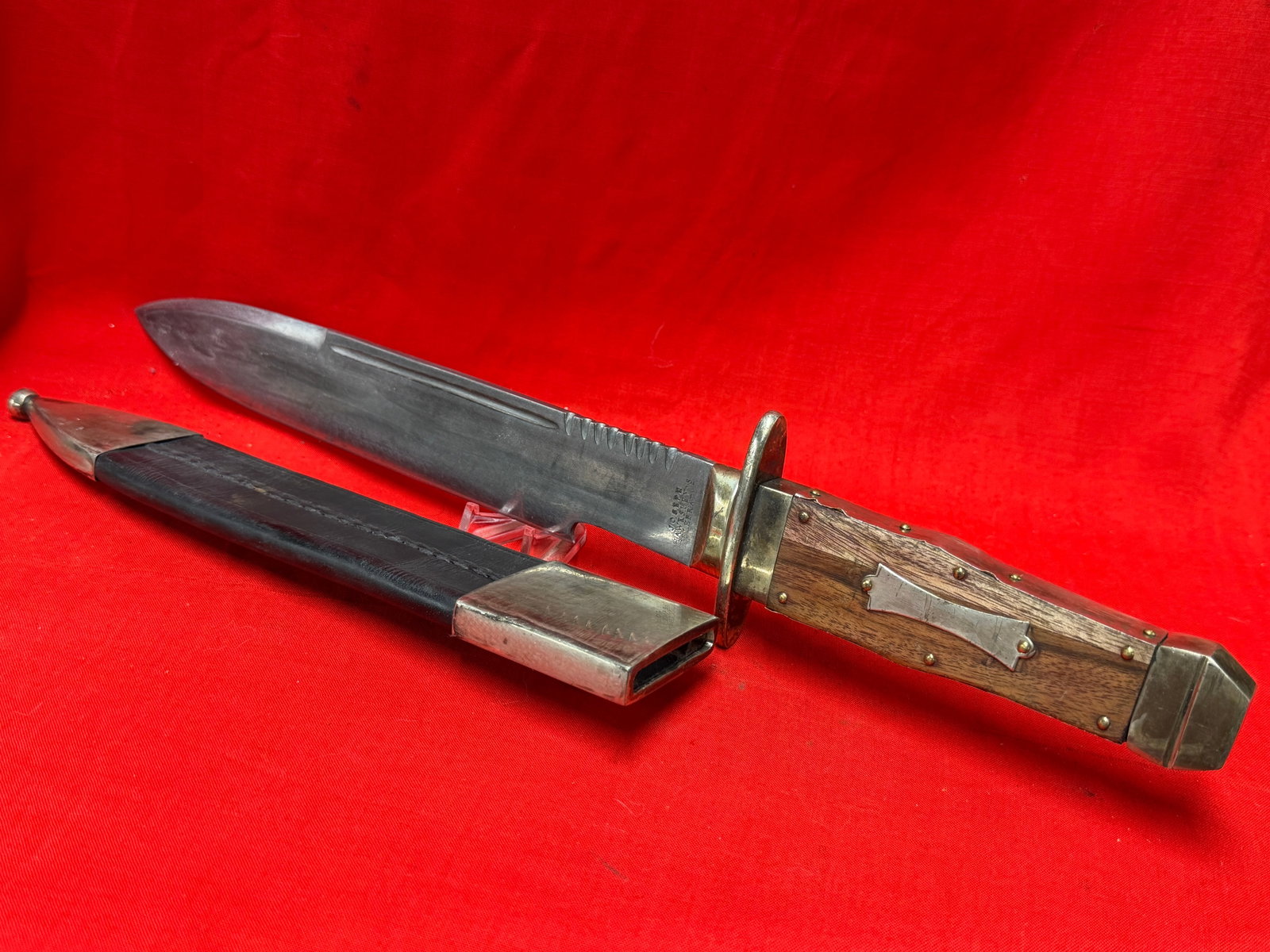 1800s Joseph Hawksley "Celebrated" Sheffield Bowie Knife with Scabbard (1 of 8)