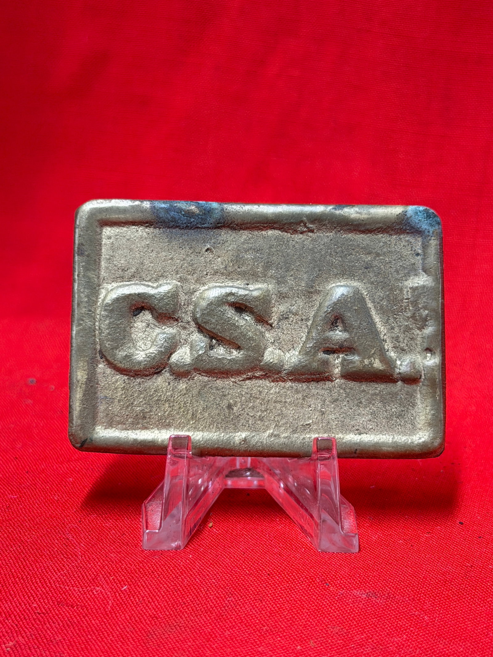 Civil War Confederate CSA Rectangular Brass Belt Plate Buckle (1 of 4)