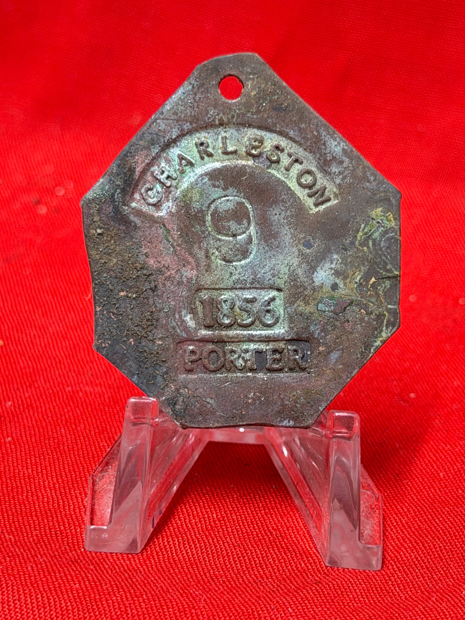 1856 Charleston Servant Identification Slave Tag No. 9 Porter (1 of 3)