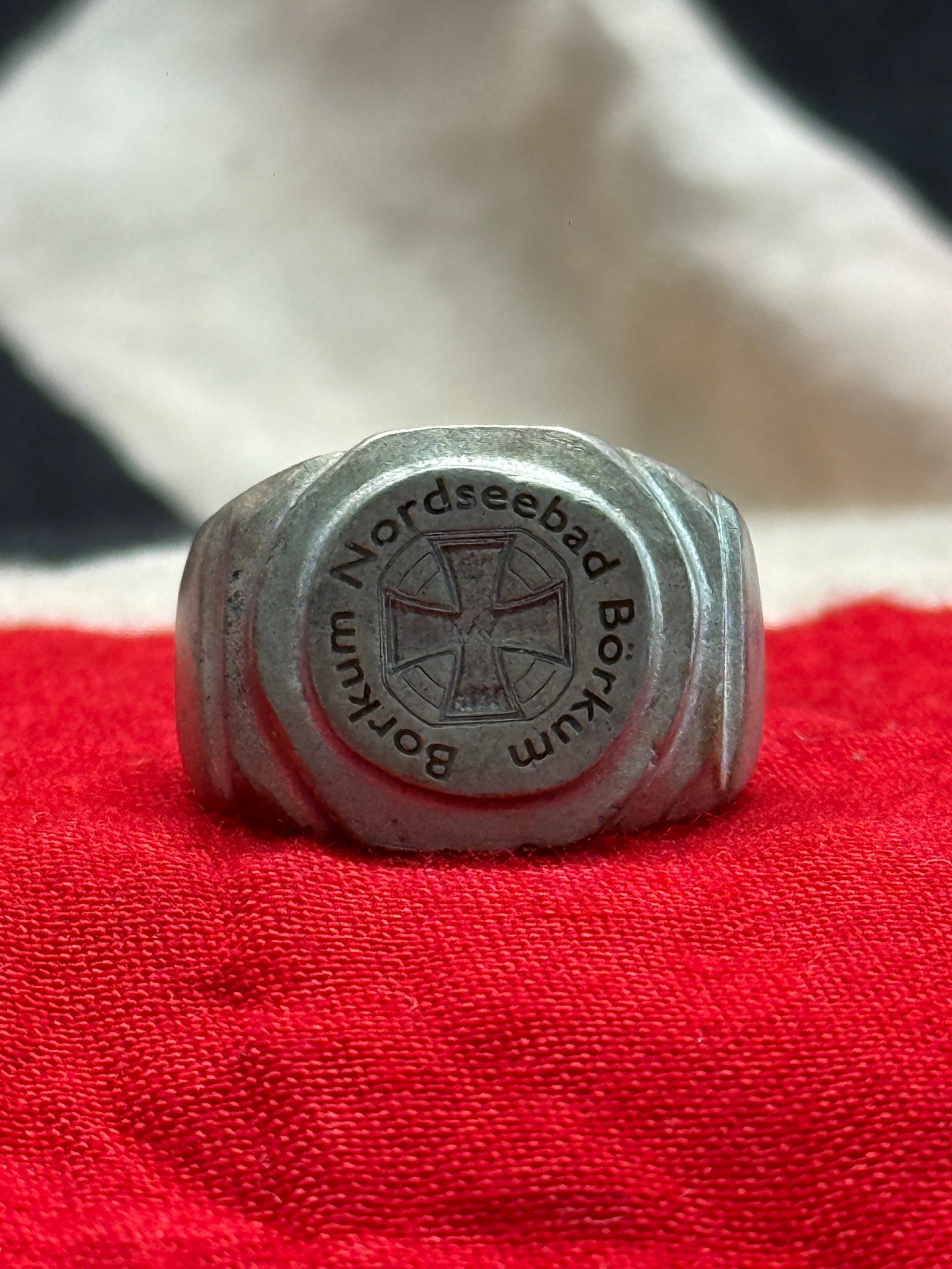 WWII German Kriegsmarine Nordseebad Borkum Silver Ring by Ges. Gesch. (1 of 6)