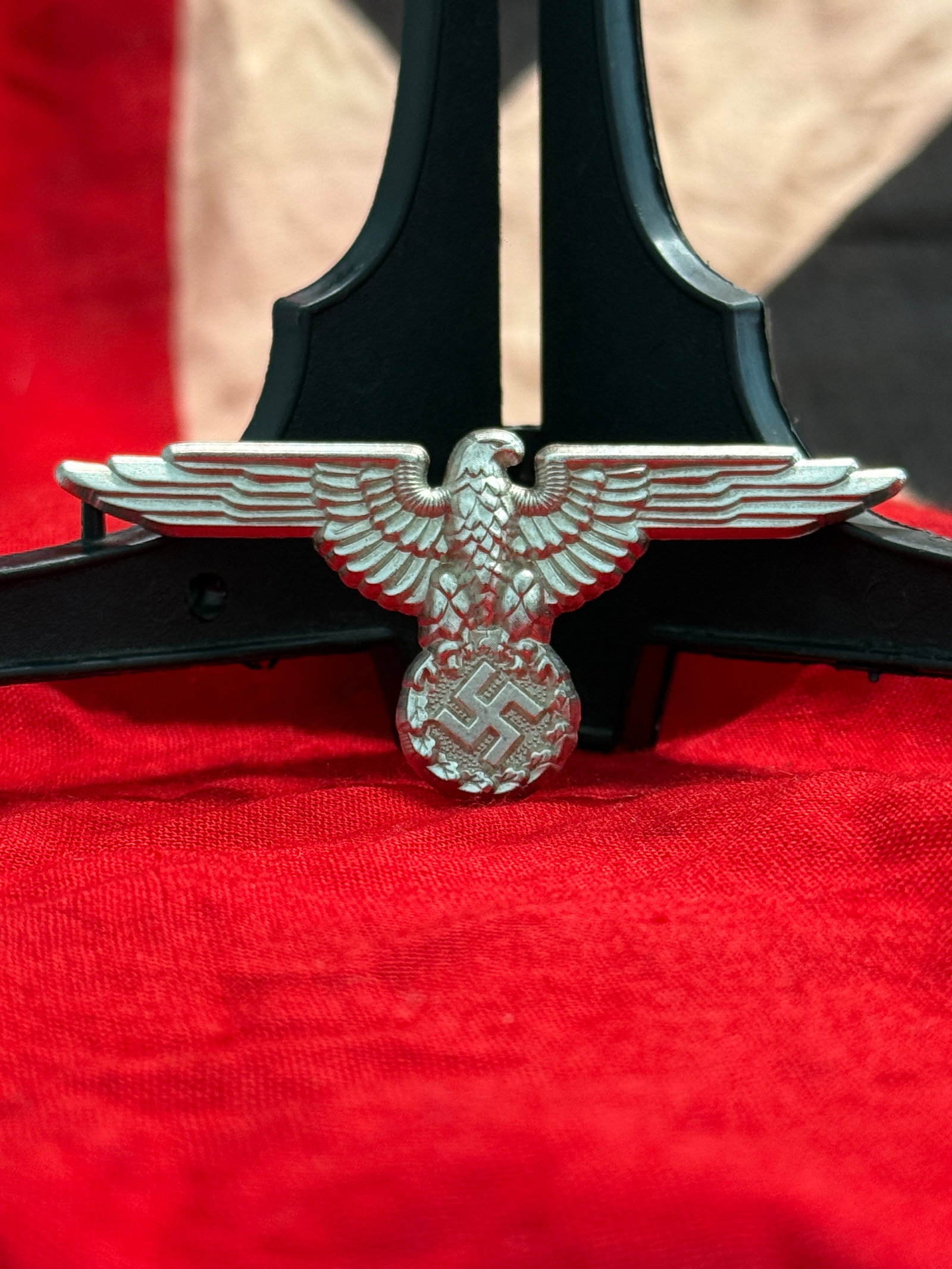 WWII German Waffen-SS Cap Eagle Insignia (1 of 2)