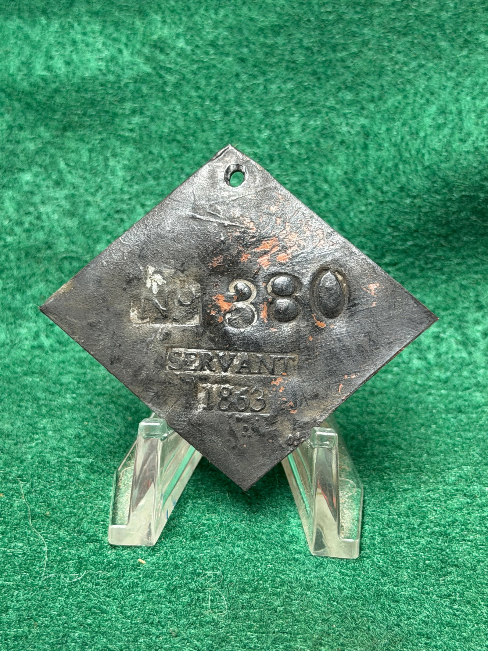 1863 Charleston No. 380 Slave Tag Servant ID (1 of 3)