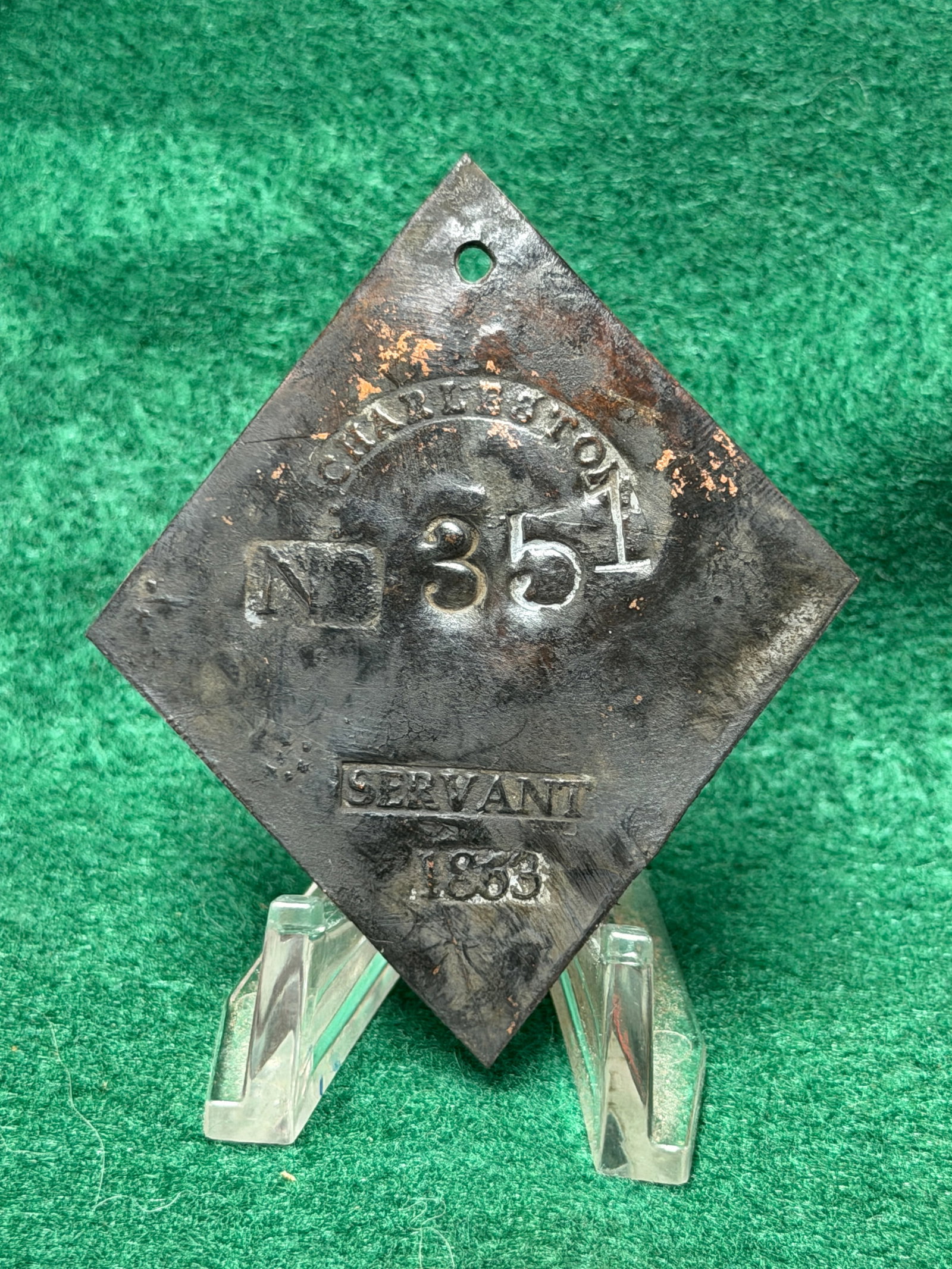 1853 Charleston No. 351 Slave Tag Servant ID (1 of 3)