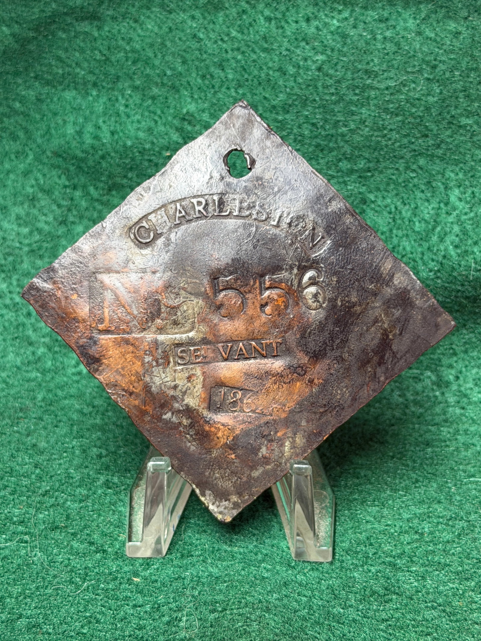 1834 Charleston No. 556 Servant Slave Tag (1 of 4)