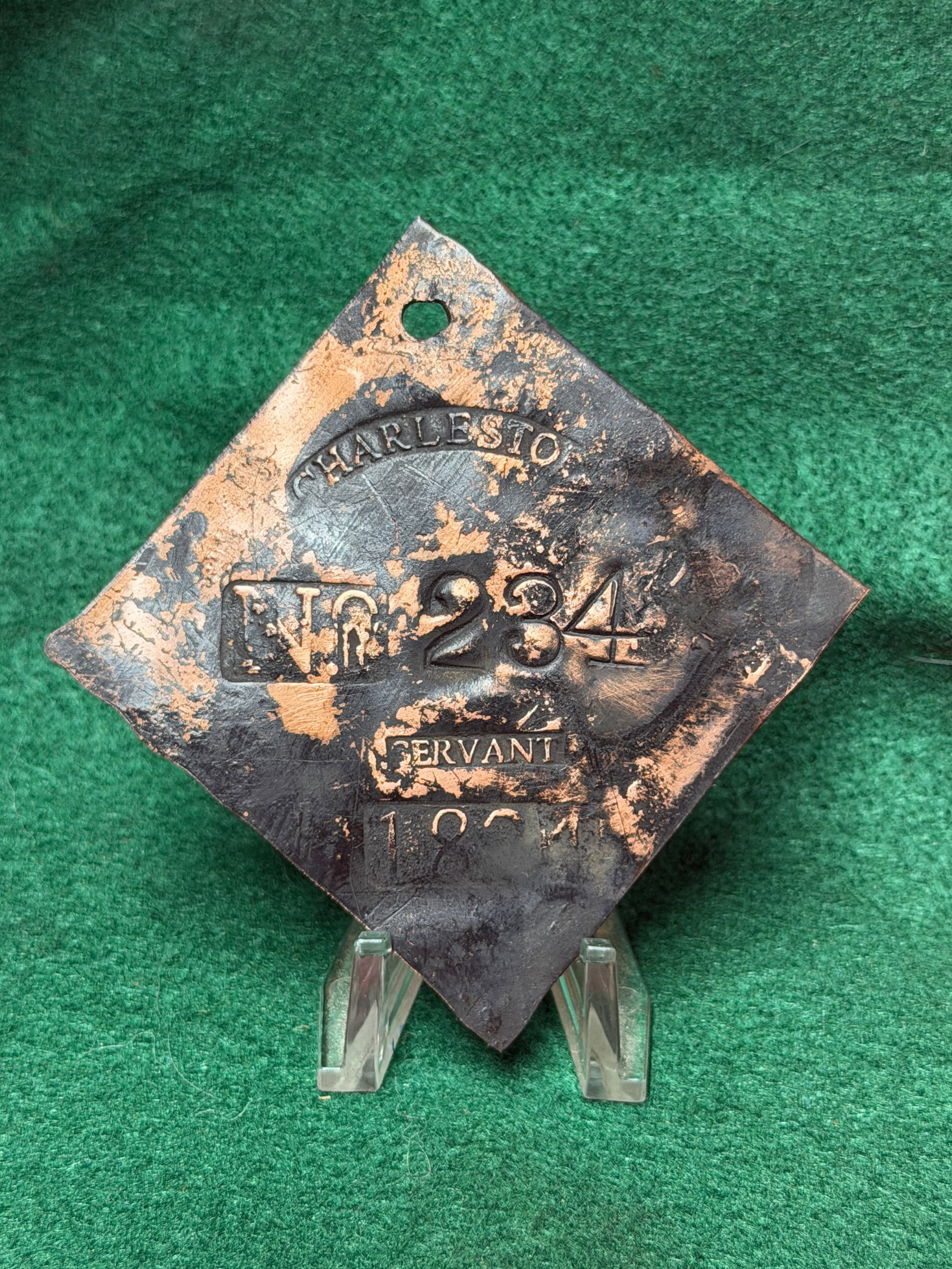 1864 Charleston No. 234 Servant Slave Tag (1 of 4)