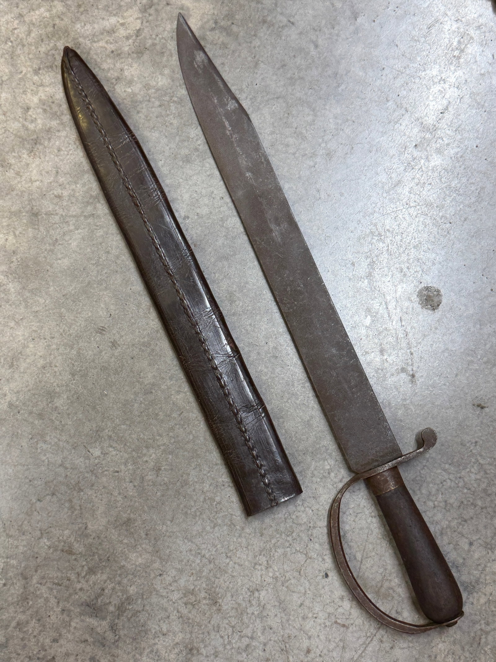 Civil War Confederate CSA D-Guard Bowie Knife Marked W.J. McElroy Georgia with Leather Scabbard (1 of 9)