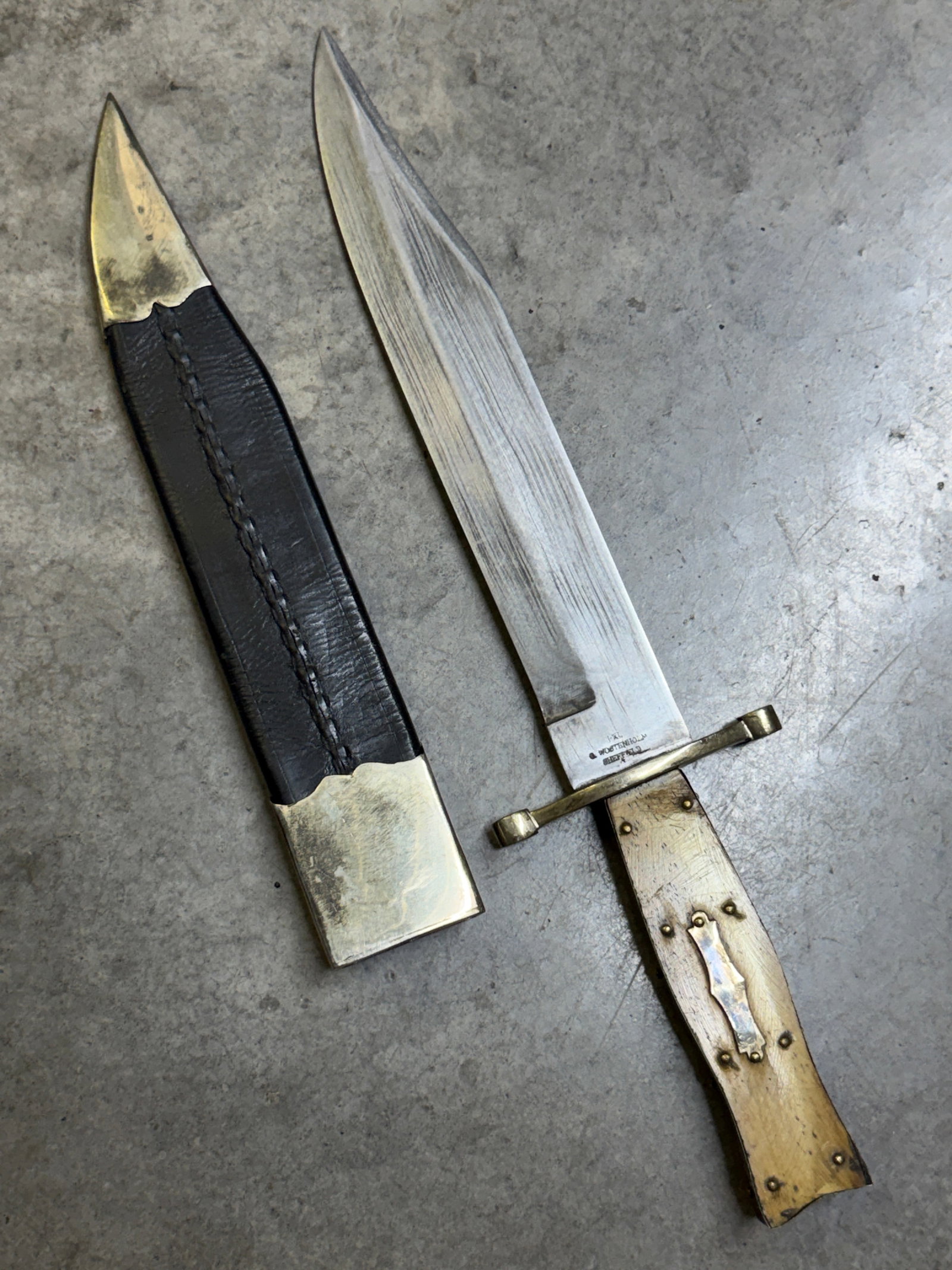 1800’s I*XL George Wostenholm Sheffield Bowie Knife with Leather Scabbard (1 of 10)