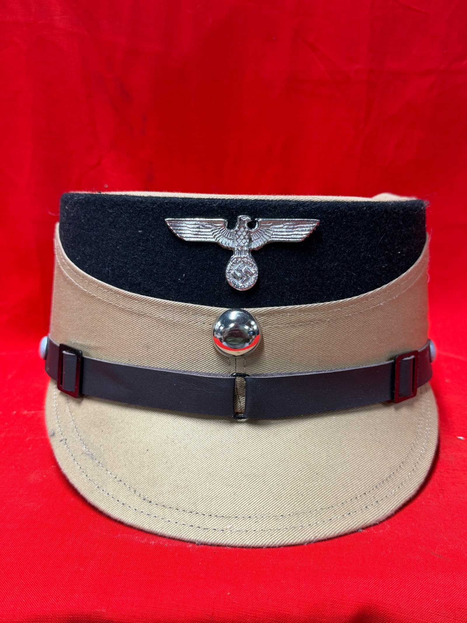 WWII German NSKK Officer's Tan Kepi Visor Cap (1 of 5)