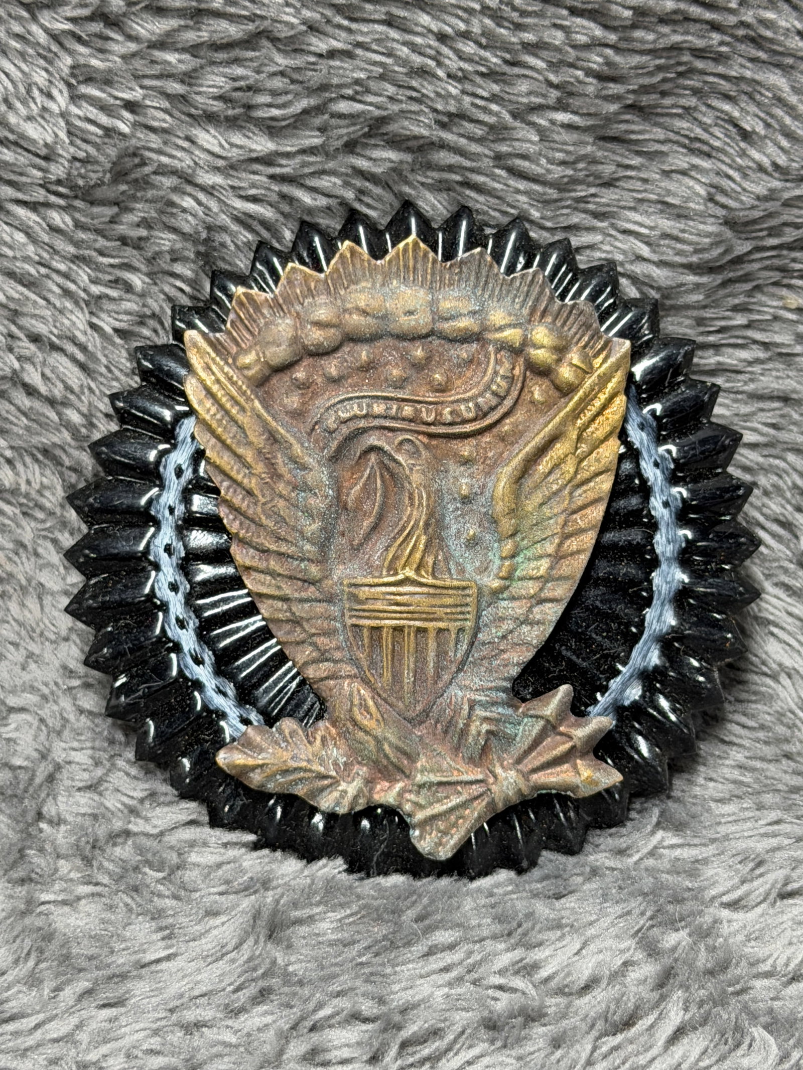 Civil War Union Infantry Officer Shako Hat Eagle Plate Insignia (1 of 3)