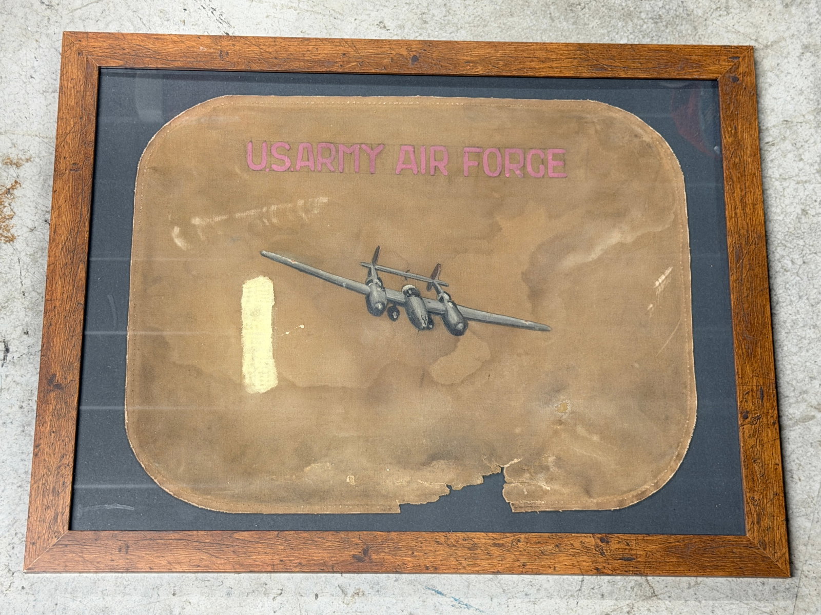 WWII U.S. Army Air Forces Hand-Painted Aircraft Leather Panel Display (1 of 7)