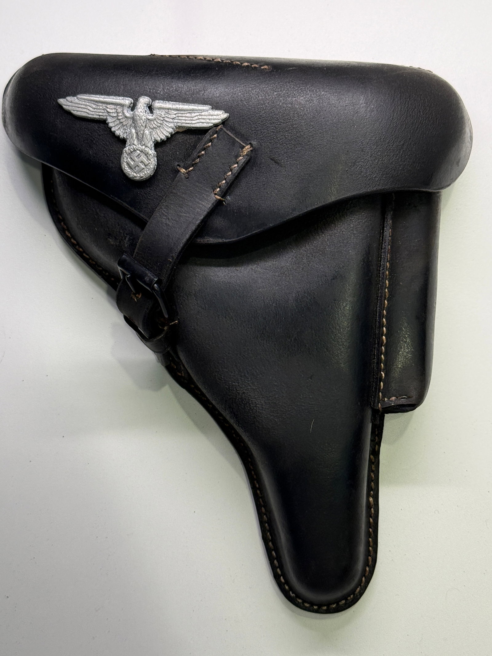 WWII German Waffen SS P.08 Luger Black Leather Holster by E. G. Leuner, Bautzen, 1941 (1 of 9)