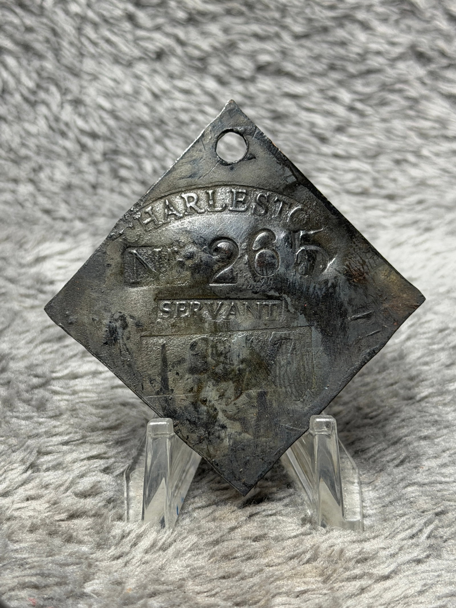 1857 Charleston Slave Hire Tag No. 265 Servant Copper Badge: TO BE UPLOADED