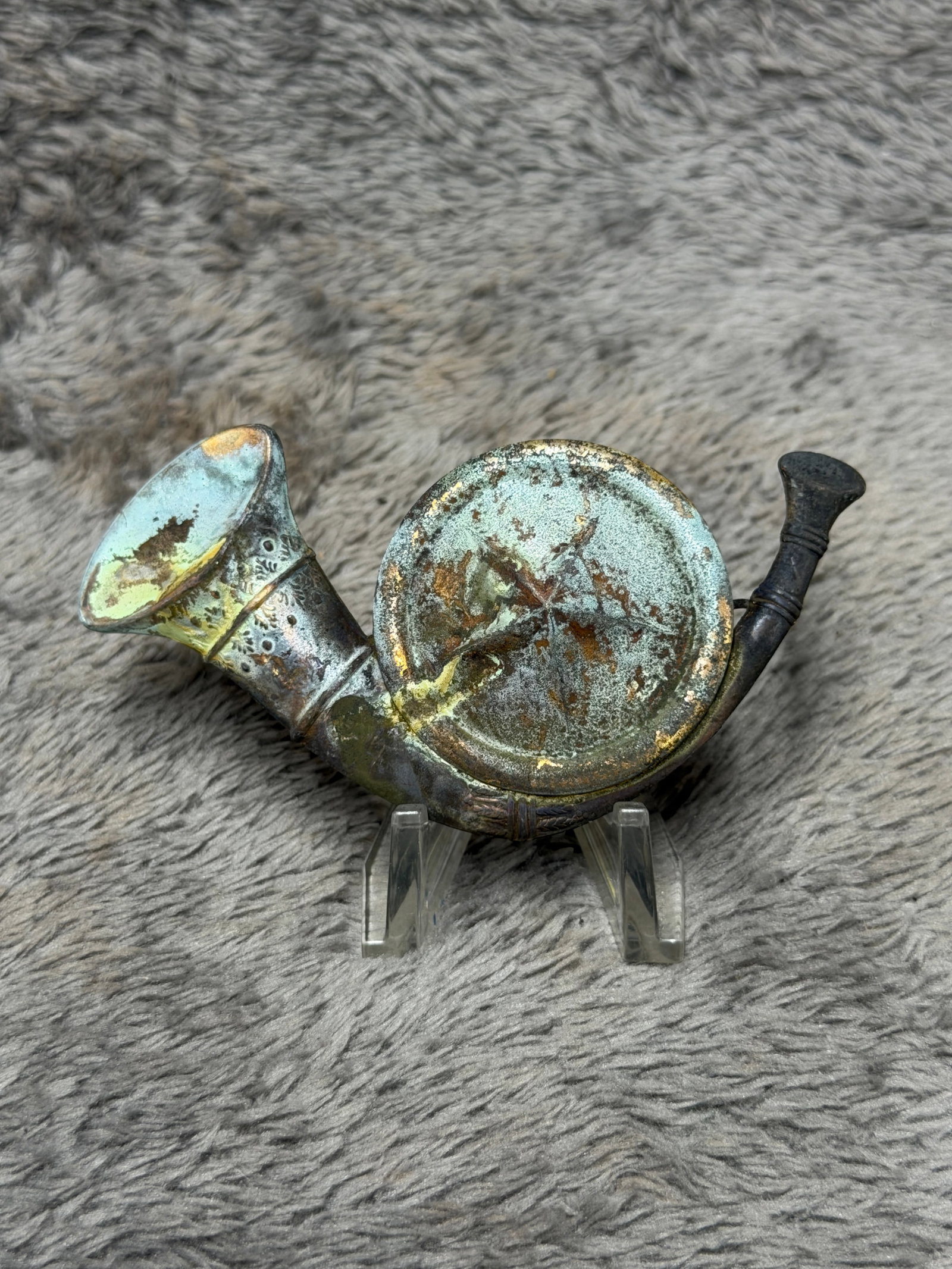 Civil War Confederate CSA Texas Infantry Headgear Badge Horn & Drum Insignia (1 of 4)