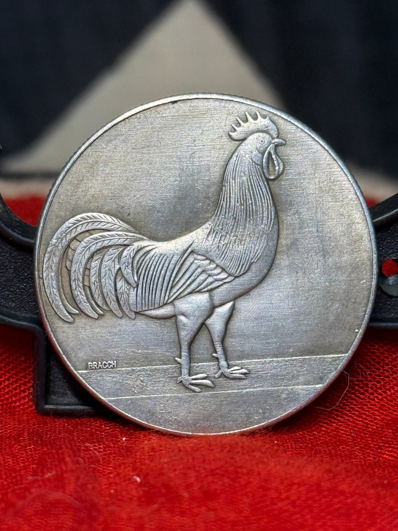 WWII German Agricultural Breeding Prize Medal: This WWII German Agricultural Breeding Prize Medal recognizes achievement in livestock and poultry breeding during the Third Reich era. The obverse displays a finely engraved rooster signed Brach, whi