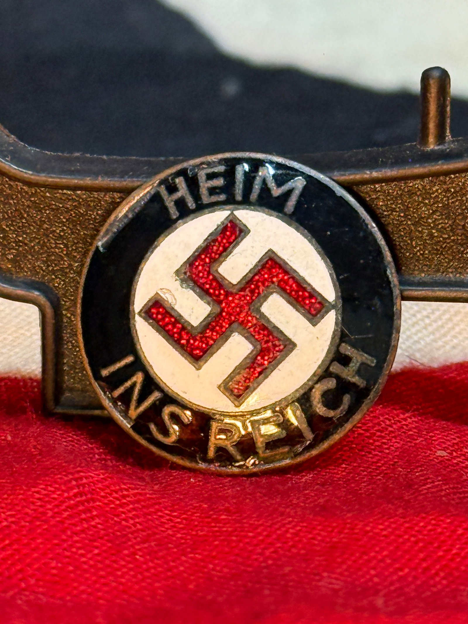 WWII German 1937 Kampftage der Fränkischen Commemorative Badge BY C.W.: This bronze-toned commemorative badge is dated "1937" and bears the inscription "KAMPFTAGE DER FRÄNKISCHEN," featuring the national eagle above a swastika with symbolic party imagery. These badges we