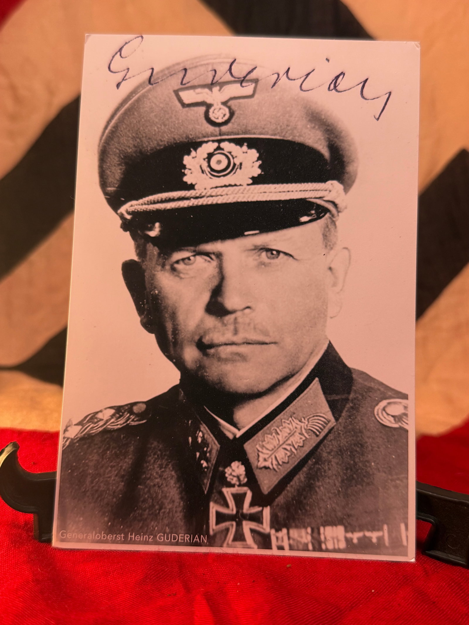 WWII German Generaloberst Heinz Guderian Signed Portrait Photograph: This WWII German portrait photograph depicts Generaloberst Heinz Guderian, one of Germany's most influential armored warfare commanders and a principal architect of Blitzkrieg tactics during the Secon