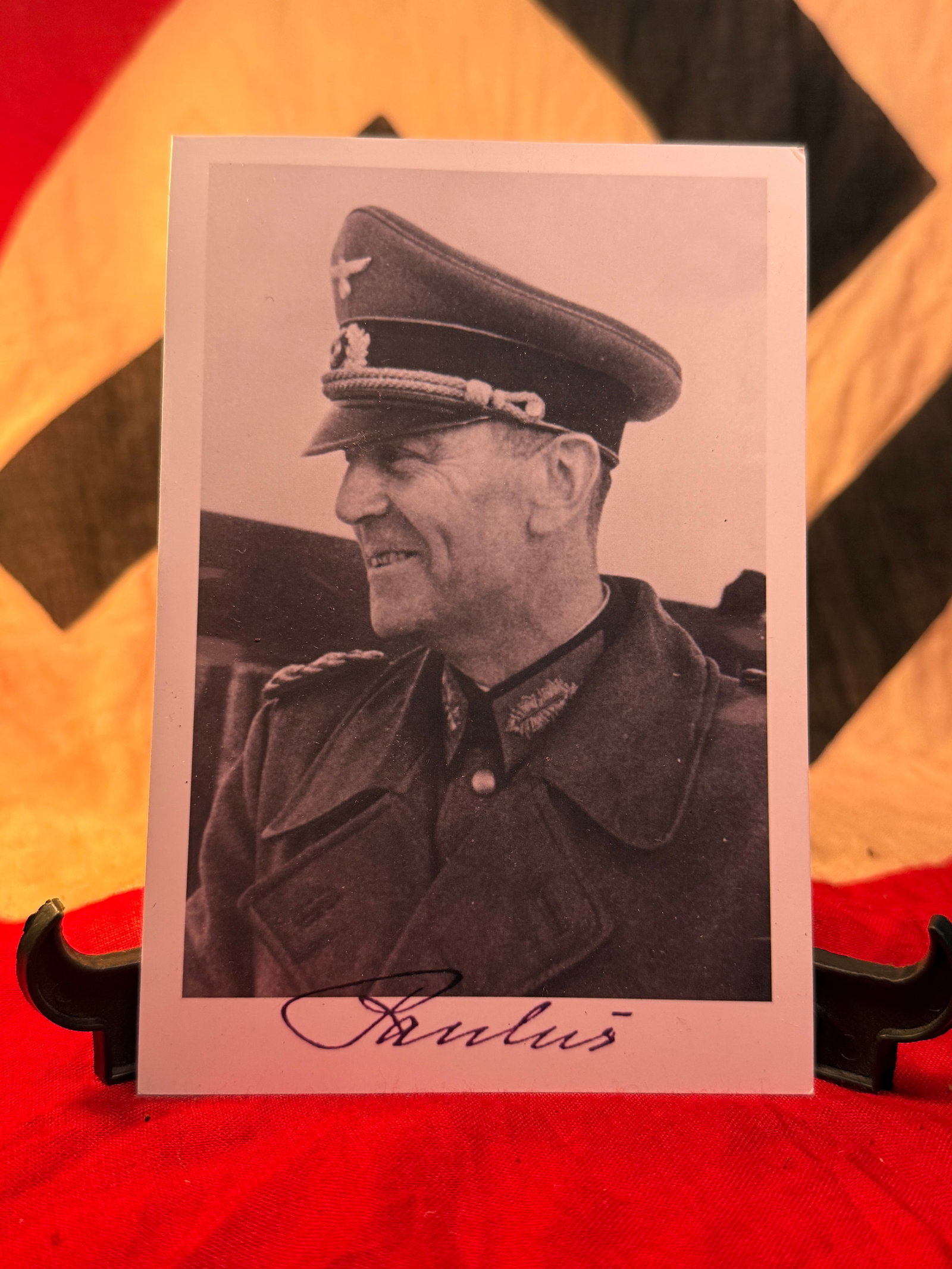 WWII German Field Marshal Friedrich Paulus Personally Signed Portrait Photograph: This black-and-white portrait photograph depicts Generalfeldmarschall Friedrich Paulus, the commander of Germany's Sixth Army during the Battle of Stalingrad. The image shows Paulus in military unifor