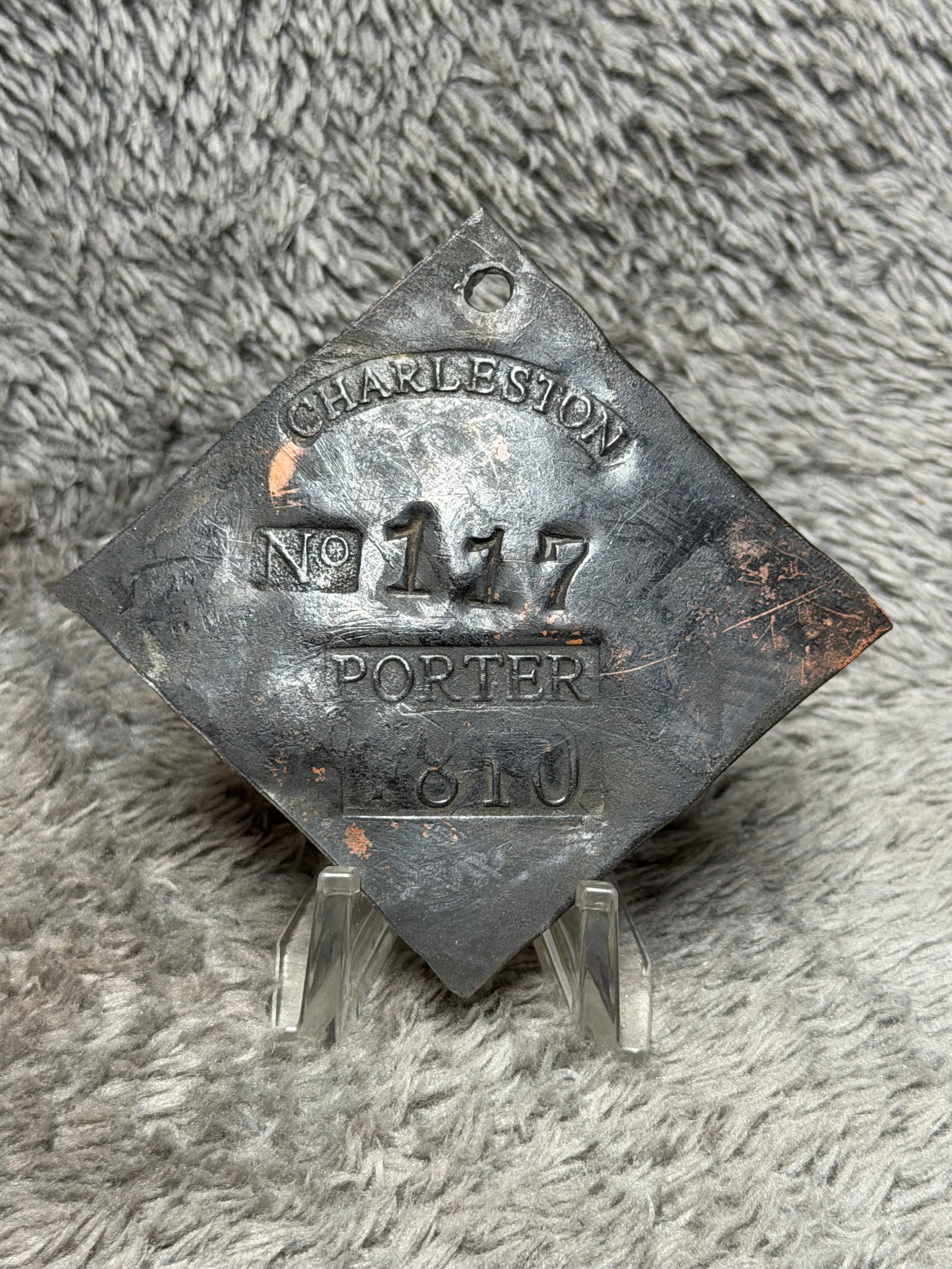 1810 Charleston, South Carolina Slave Hire Tag – Porter No. 117 (1 of 4)