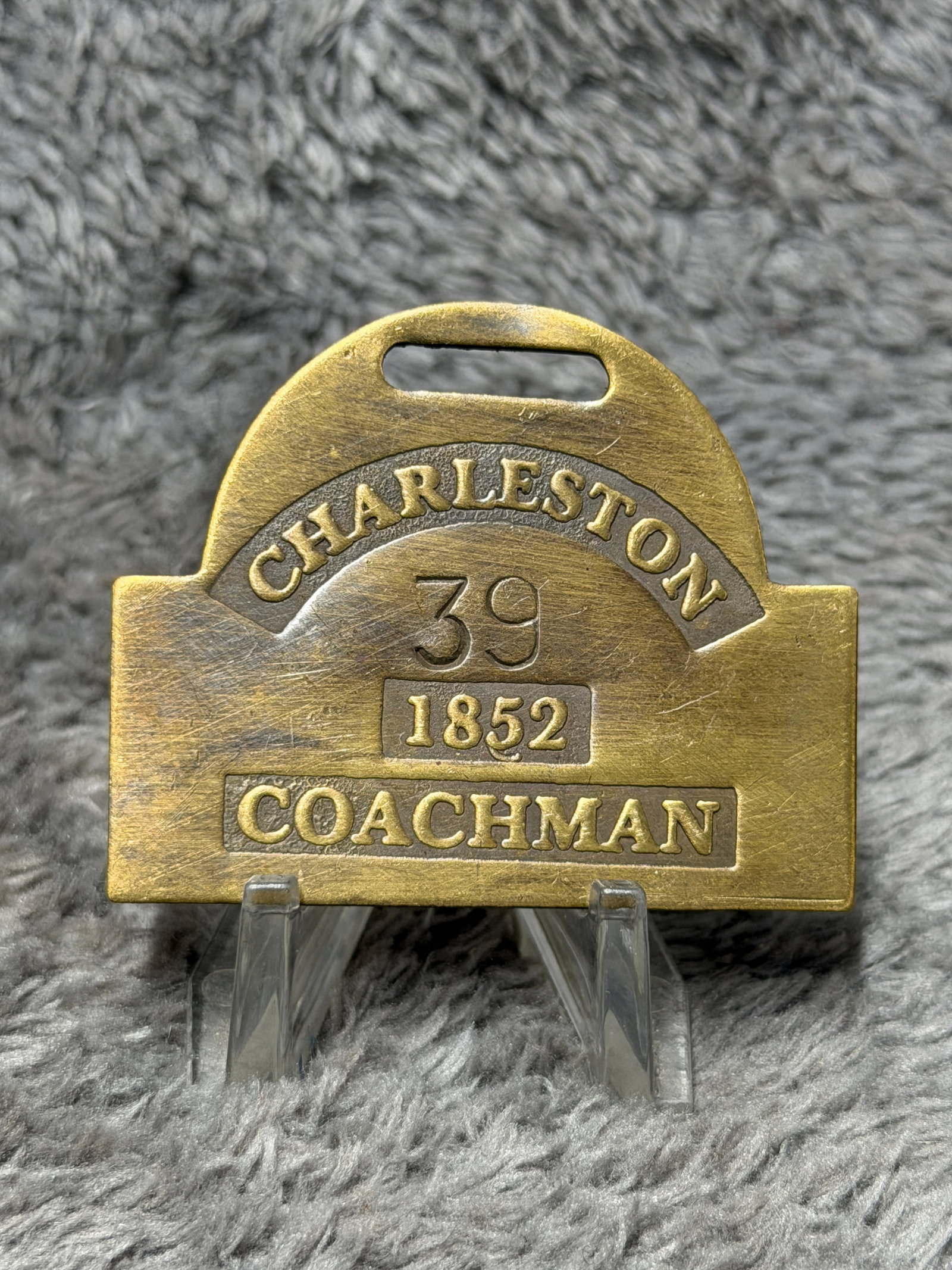 1852 Charleston, South Carolina Slave Hire Tag – Coachman No. 39 (1 of 3)
