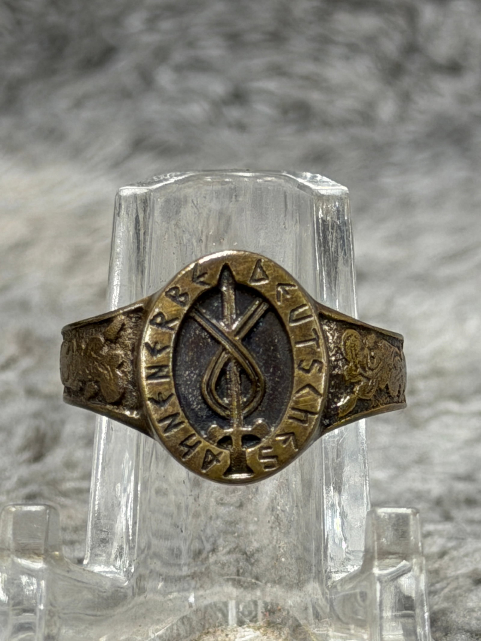 WWII German Afrika Korps “Afrika?? Palm Tree & Swastika Campaign Ring – Narvik 1940 Inscribed (1 of 5)