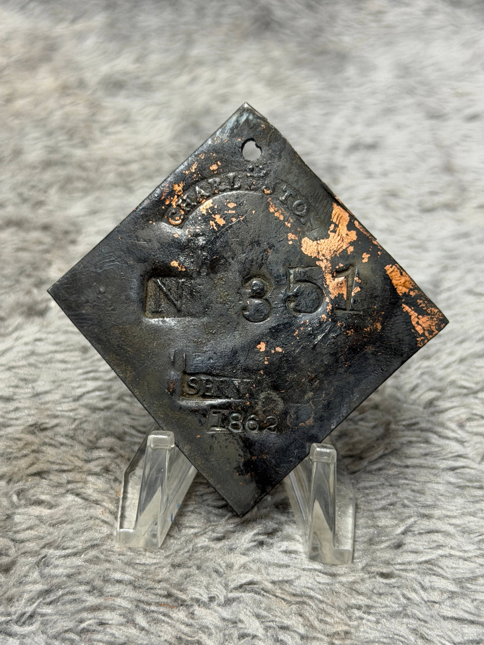 1862 Charleston South Carolina Slave Hire Tag – Servant No. 351 (1 of 3)