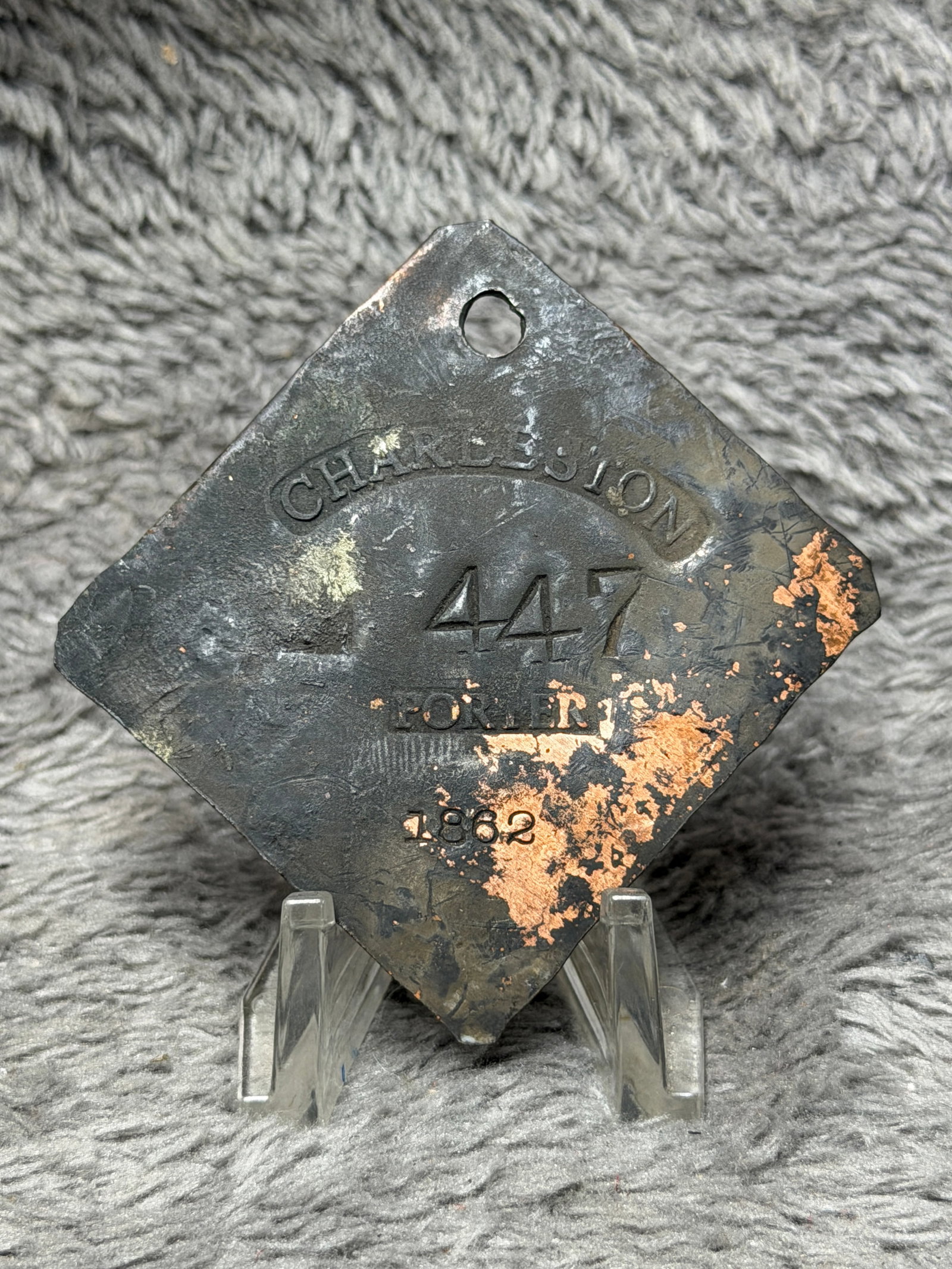 1862 Charleston No. 447 Porter Slave Hire Identification Tag (1 of 4)