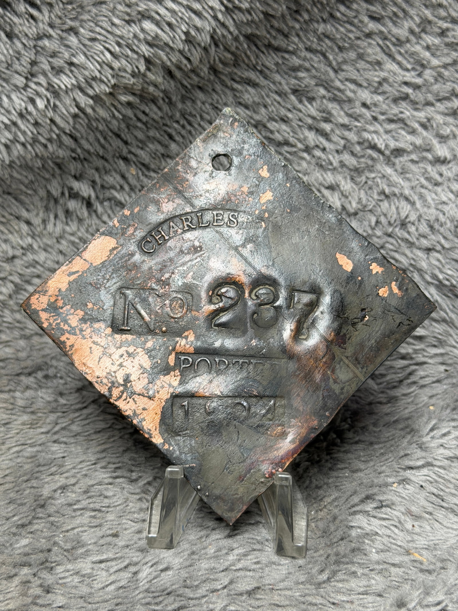 1824 Charleston No. 237 Porter Slave Hire Identification Tag (1 of 4)