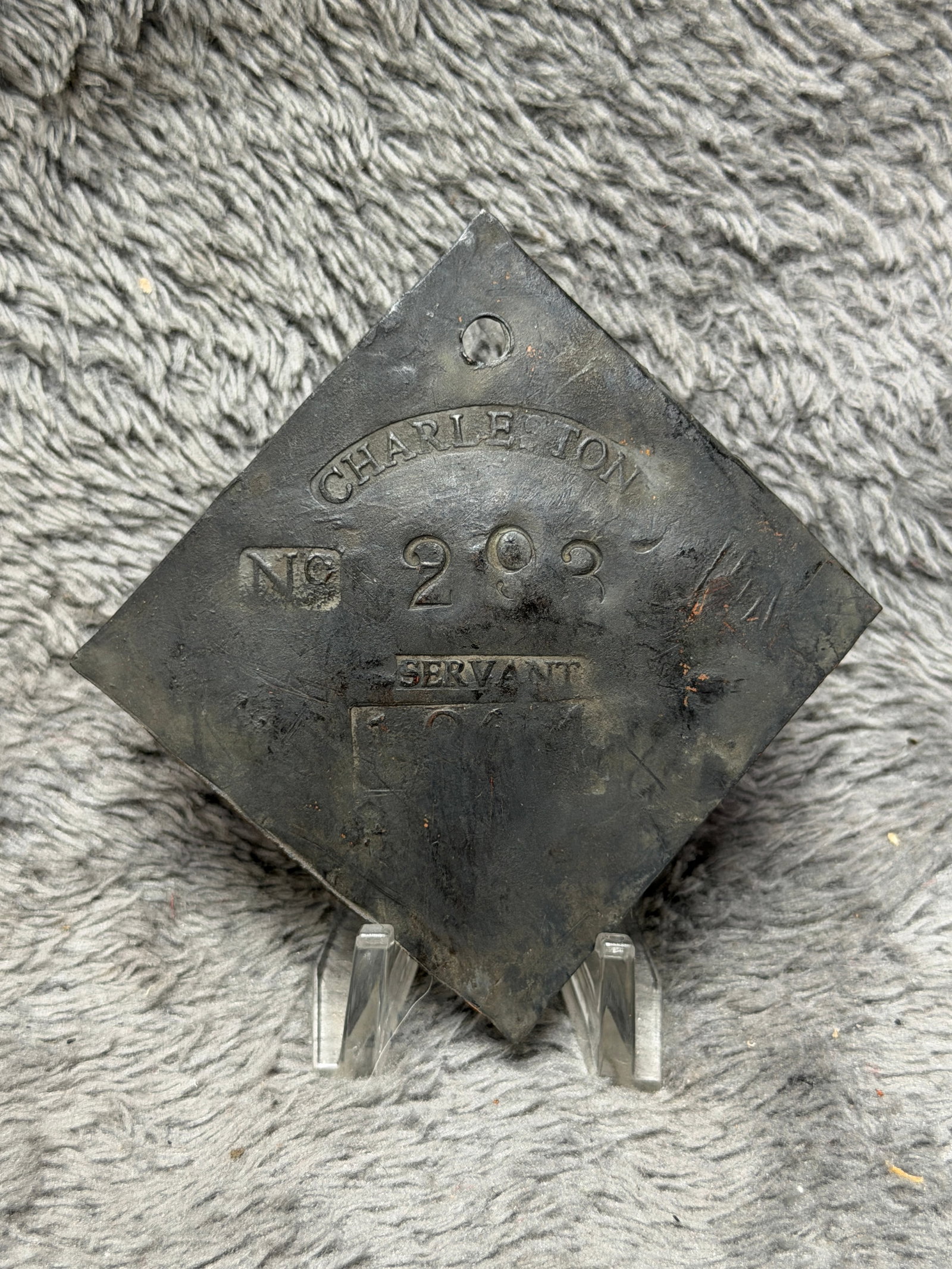 1827 Charleston No. 293 Servant Slave Hire Identification Tag (1 of 4)
