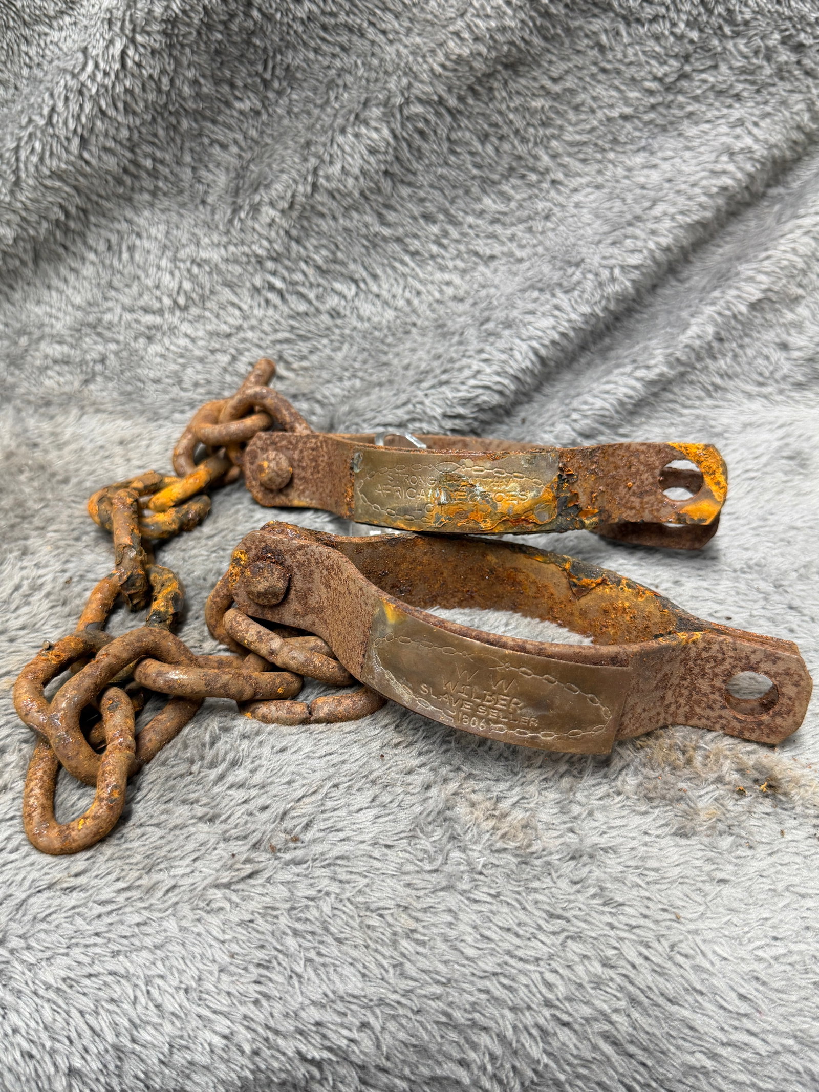 1806 W.W. Wilber Slave Seller Iron Shackles & Chain Restraints (1 of 4)