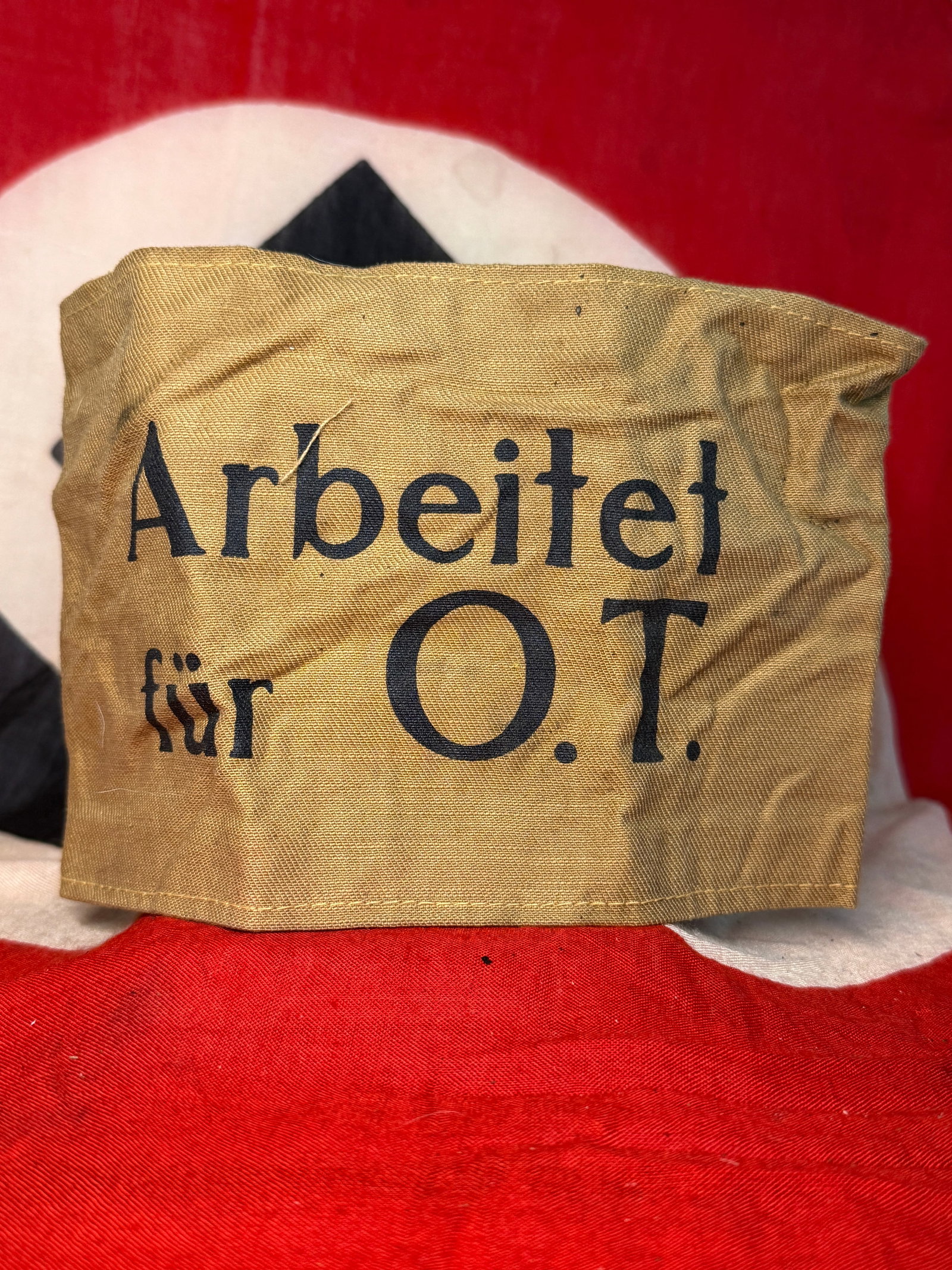 WWII German Organization Todt “Arbeitet für O.T.?? Worker Armband – RZM Labeled (1 of 5)