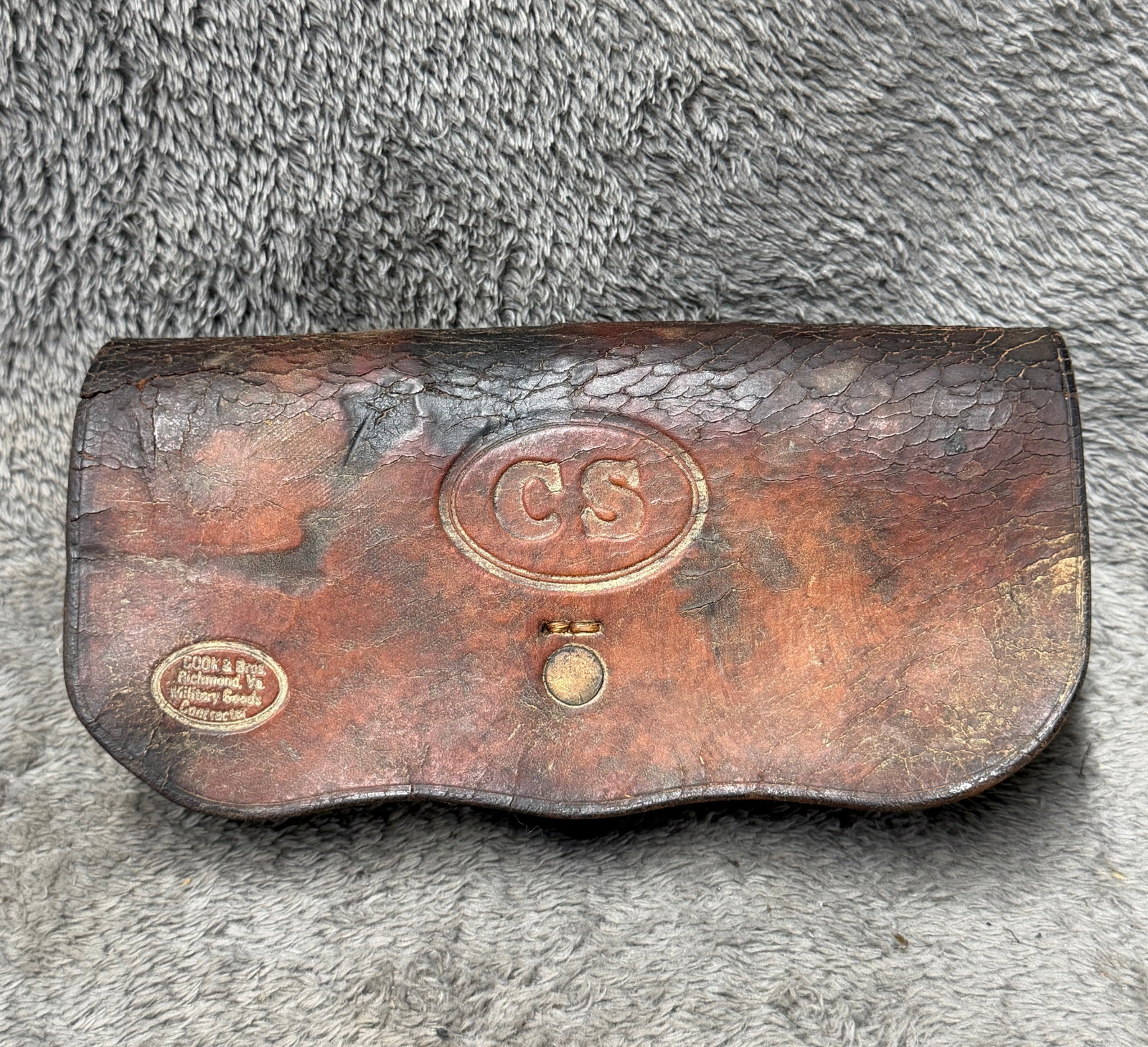 Civil War Confederate CSA “CS?? Leather Cartridge Box – Cook & Bros. Richmond, VA Maker Mark (1 of 9)