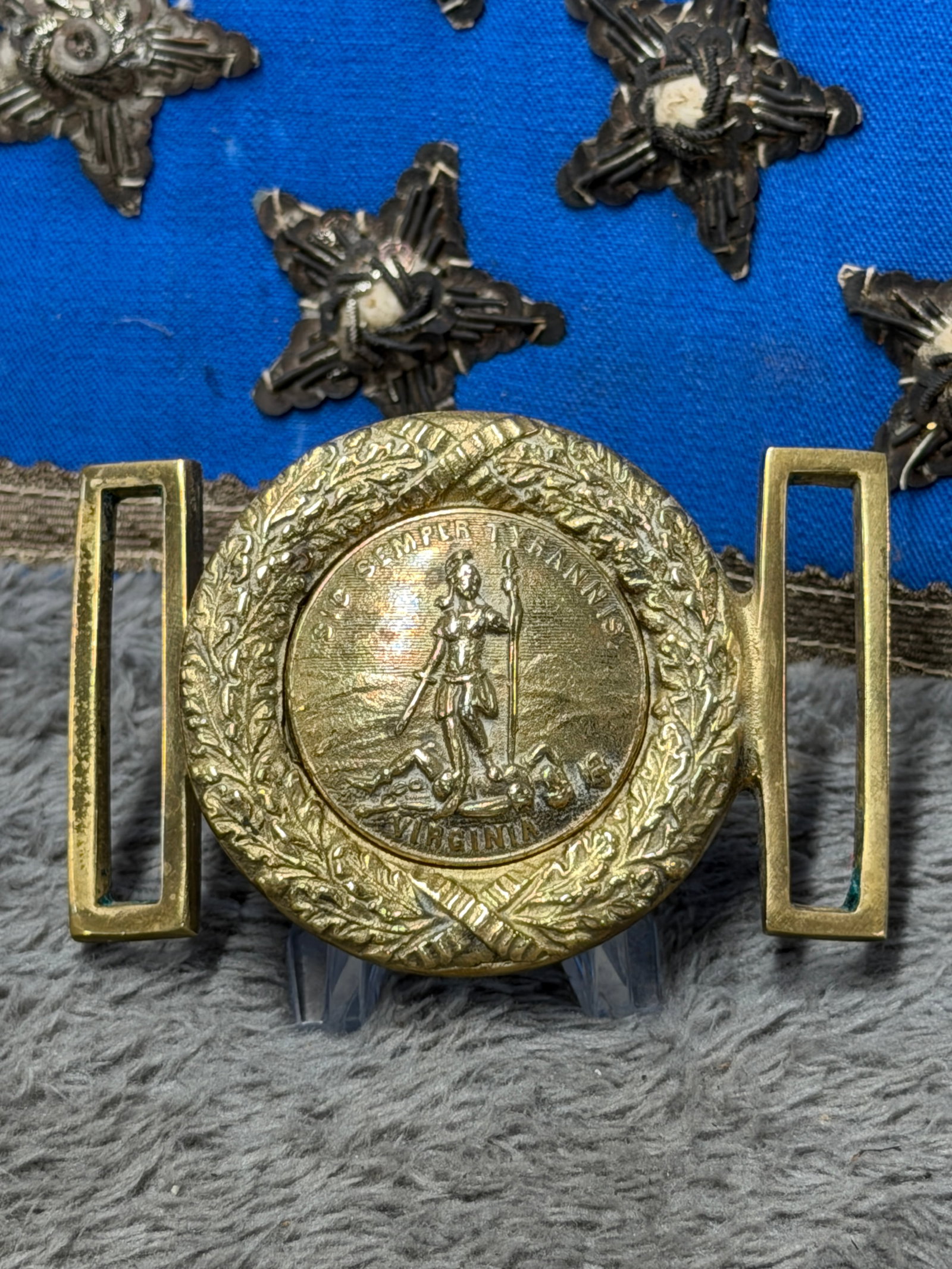 Civil War Virginia State Seal Two-Piece Sword Belt Plate Buckle “Sic Semper Tyrannis (1 of 7)