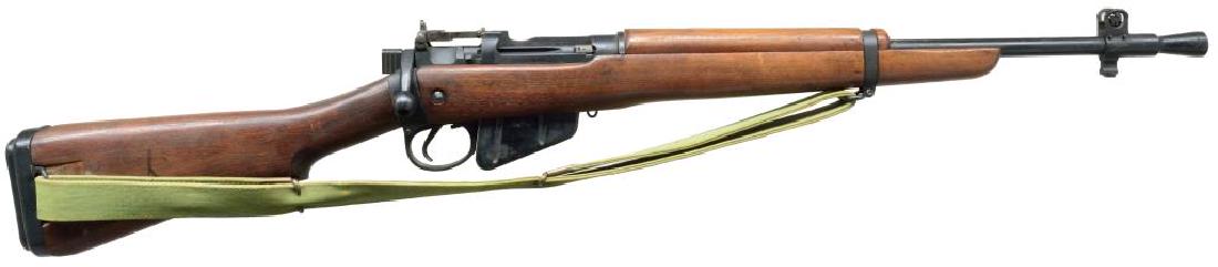 BRITISH NO. 5 GRENADE TRIALS BOLT ACTION RIFLE.: Cal. 303 Brit. S# BB1427. Bbl. 20 3/4". All visible numbers match. Butt socket marked on left side "M/47C 1945". Receiver marked on left wall in electro penciled "No.5. DSC171/x/8". Consignor states G