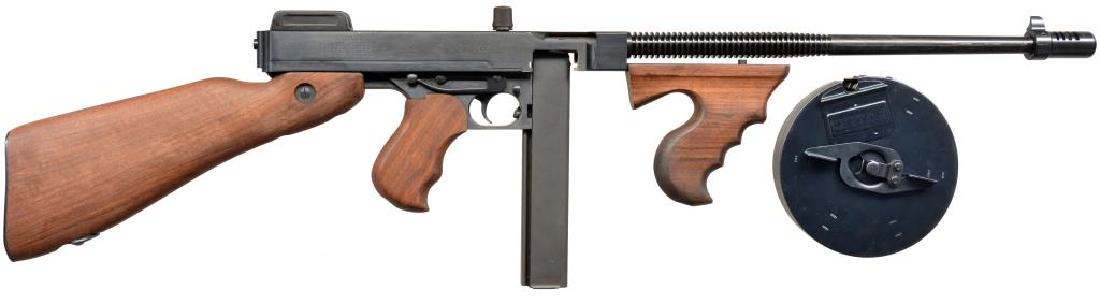 THOMPSON MODEL 1927 A-1 SEMI AUTO CARBINE.: Cal. 45 Auto. S# KA 4038. Bbl. 18 1/2". Mfg. by Auto Ordnance. Receiver marked on left side "THOMPSON SEMI-AUTOMATIC CARBINE CALIBER .45 AUTOMATIC CARTRIDGE MODEL OF 1927 A1". Receiver marked on top w